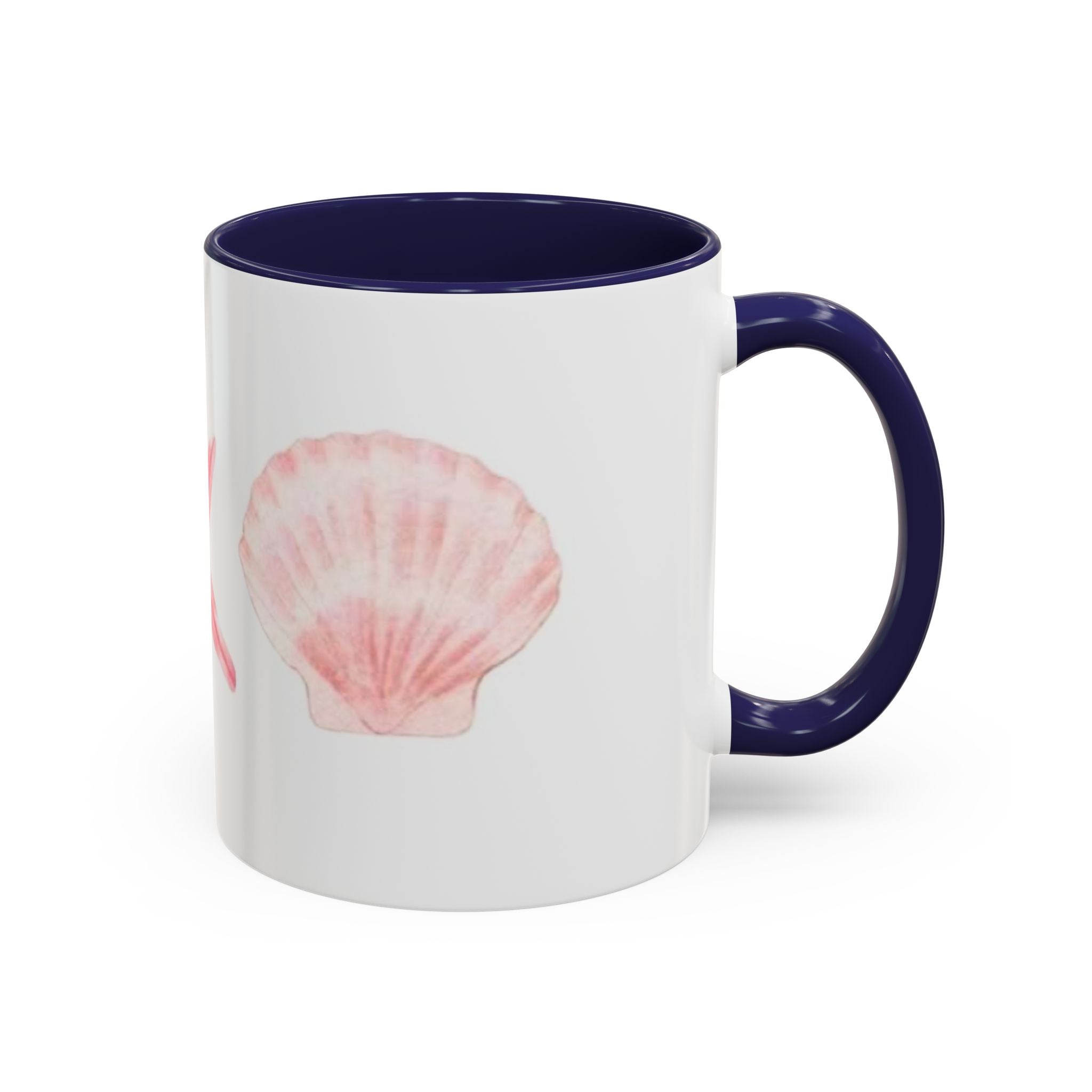 Seashell Accent Coffee Mug – Pink Starfish & Shell Beach Ceramic Mug (11/15oz)