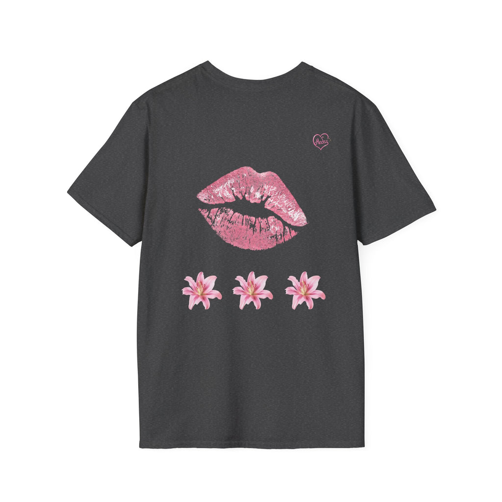 Pink Lily and Lip Print T-Shirt | Floral Kiss Graphic Tee