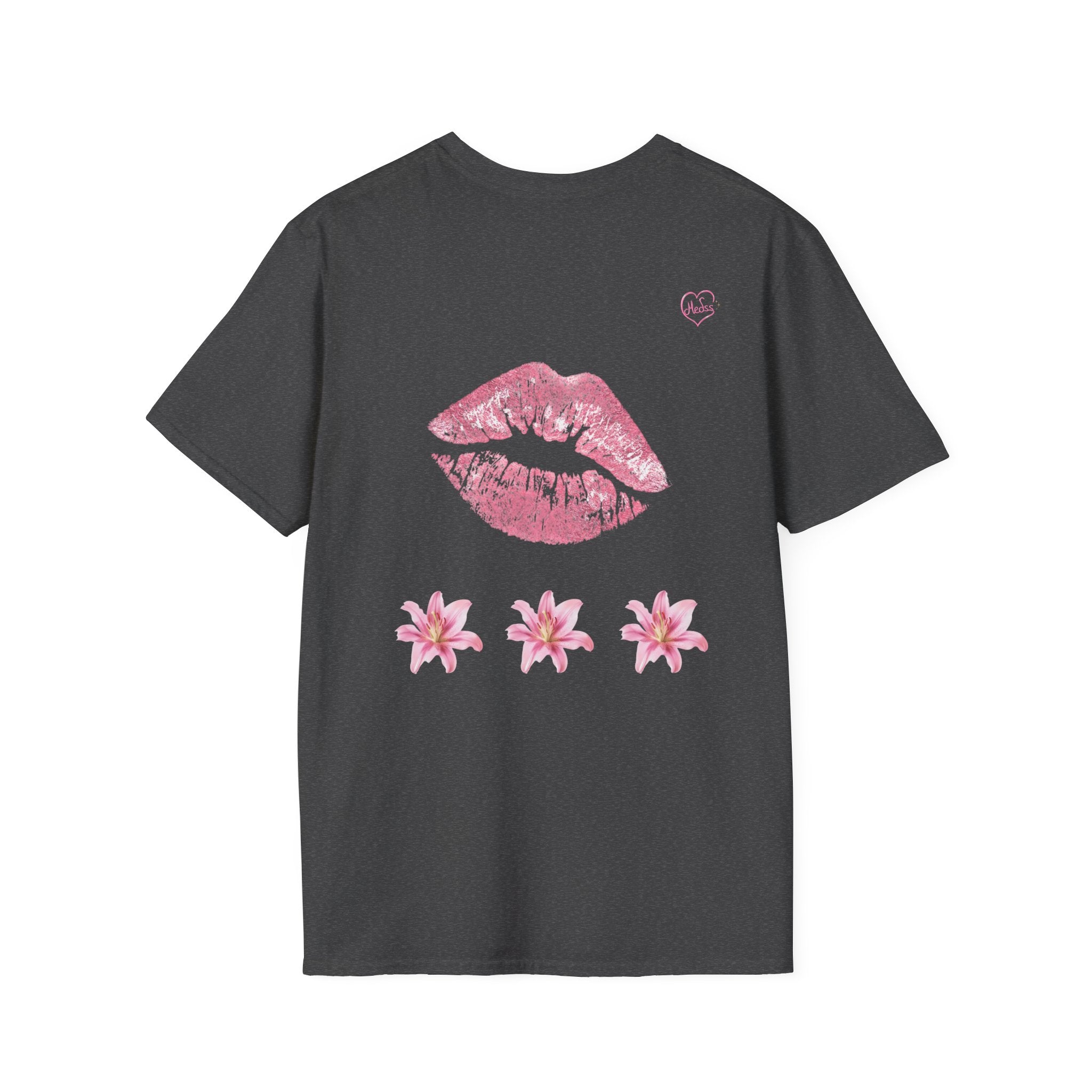 Pink Lily and Lip Print T-Shirt | Floral Kiss Graphic Tee