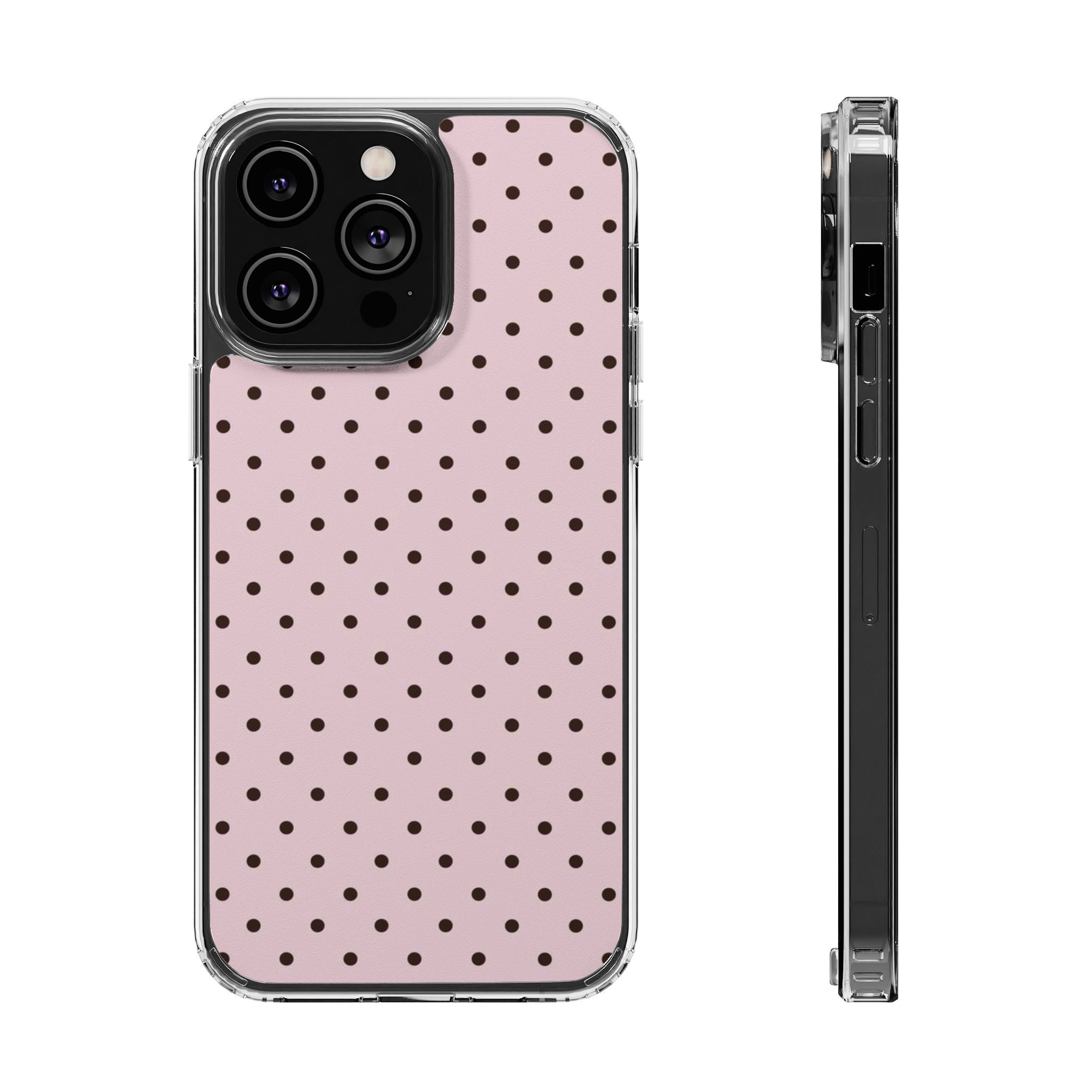Pink Polka Dot Magnetic Clear Phone Case — Impact-Resistant iPhone Cover