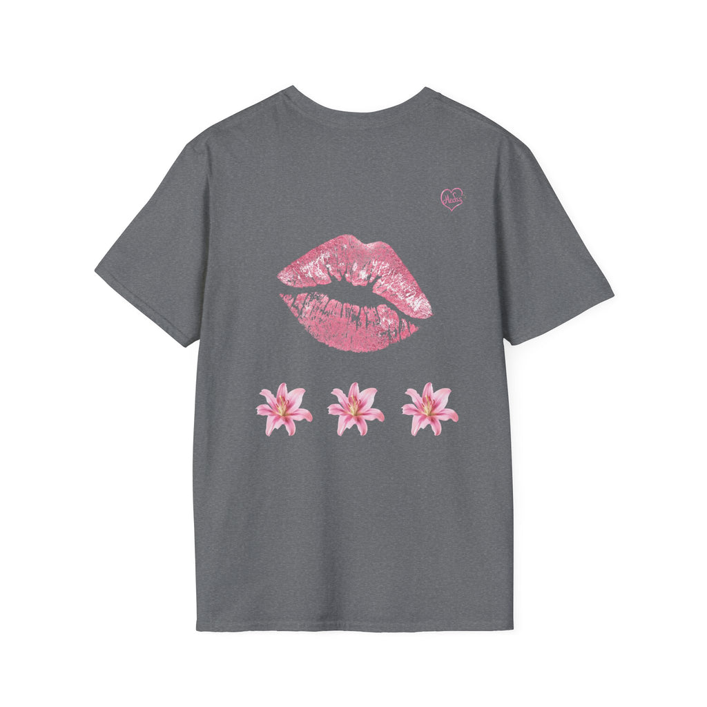 Pink Lily and Lip Print T-Shirt | Floral Kiss Graphic Tee