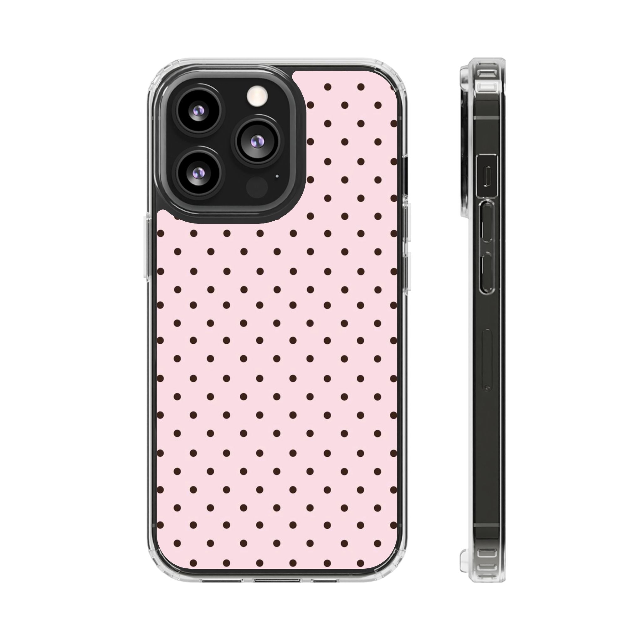 Pink Polka Dot Magnetic Clear Phone Case — Impact-Resistant iPhone Cover