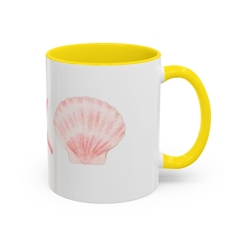 Seashell Accent Coffee Mug – Pink Starfish & Shell Beach Ceramic Mug (11/15oz)