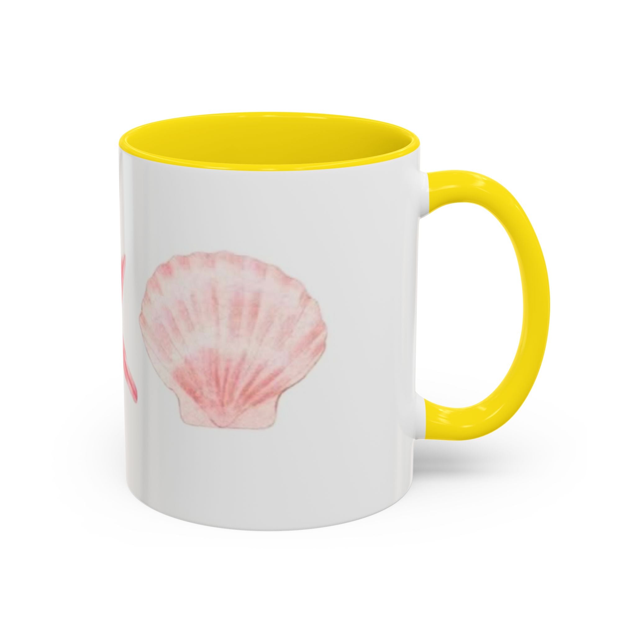 Seashell Accent Coffee Mug – Pink Starfish & Shell Beach Ceramic Mug (11/15oz)