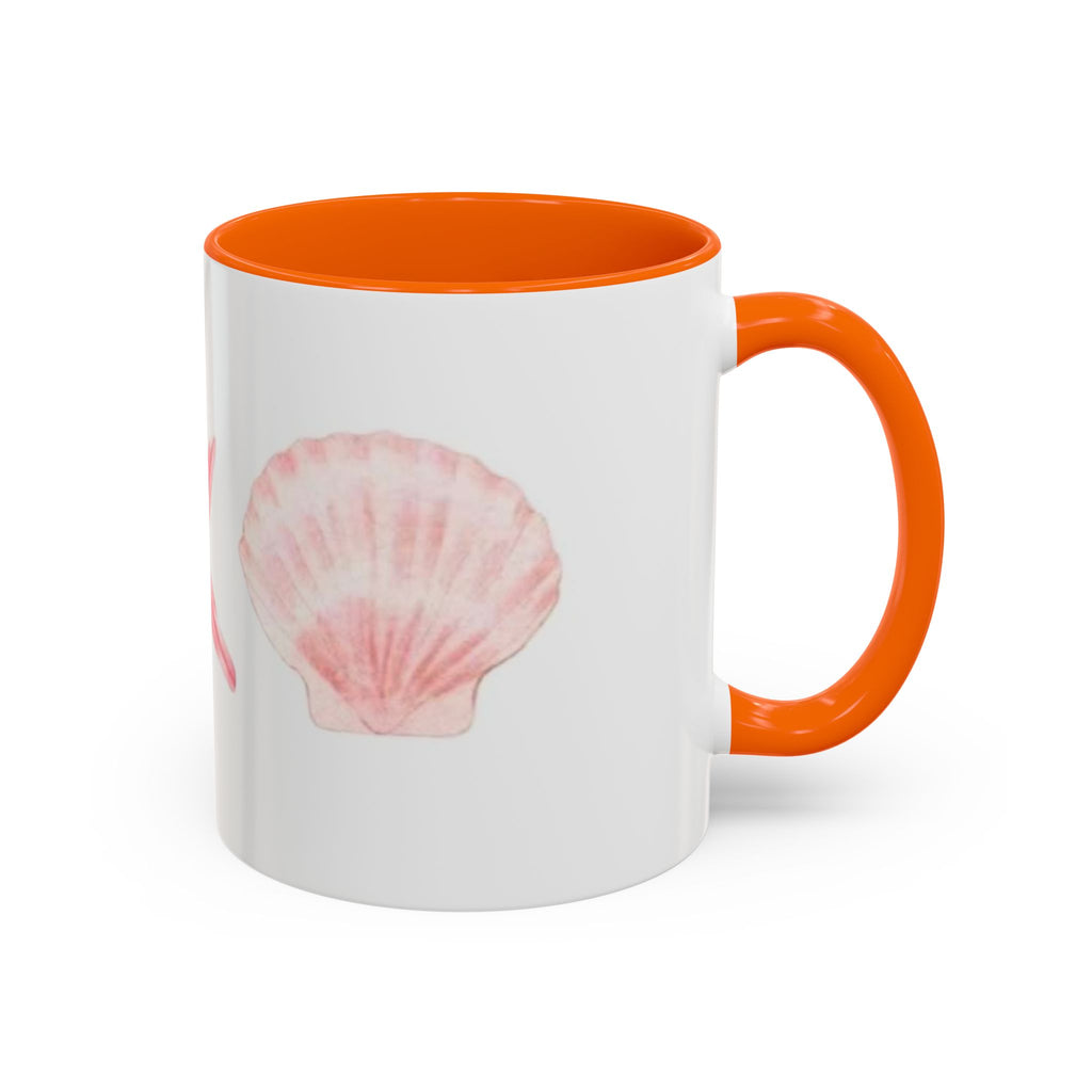 Seashell Accent Coffee Mug – Pink Starfish & Shell Beach Ceramic Mug (11/15oz)