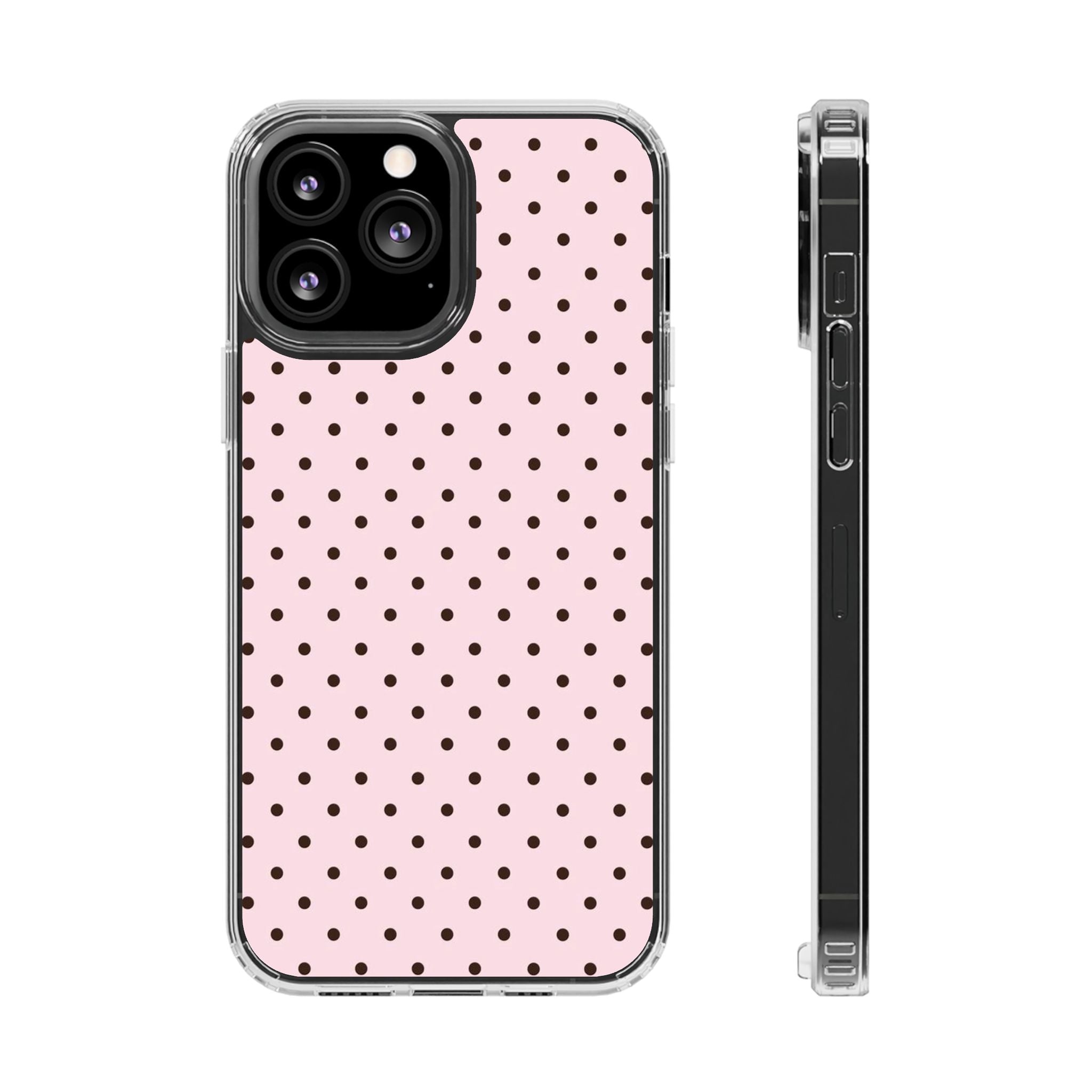 Pink Polka Dot Magnetic Clear Phone Case — Impact-Resistant iPhone Cover