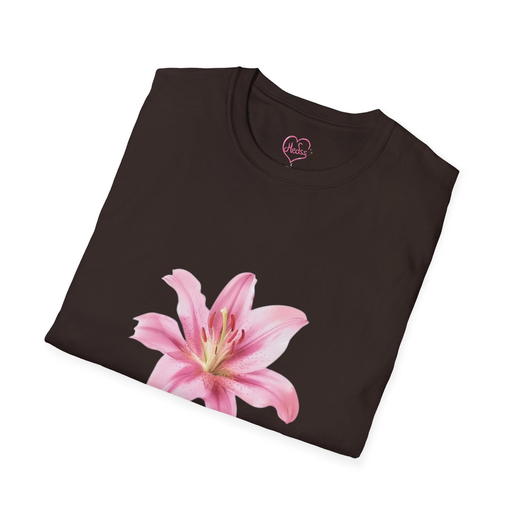 Pink Lily and Lip Print T-Shirt | Floral Kiss Graphic Tee