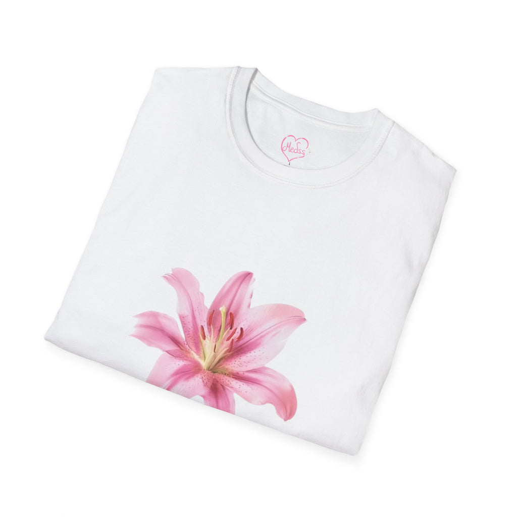 Pink Lily and Lip Print T-Shirt | Floral Kiss Graphic Tee