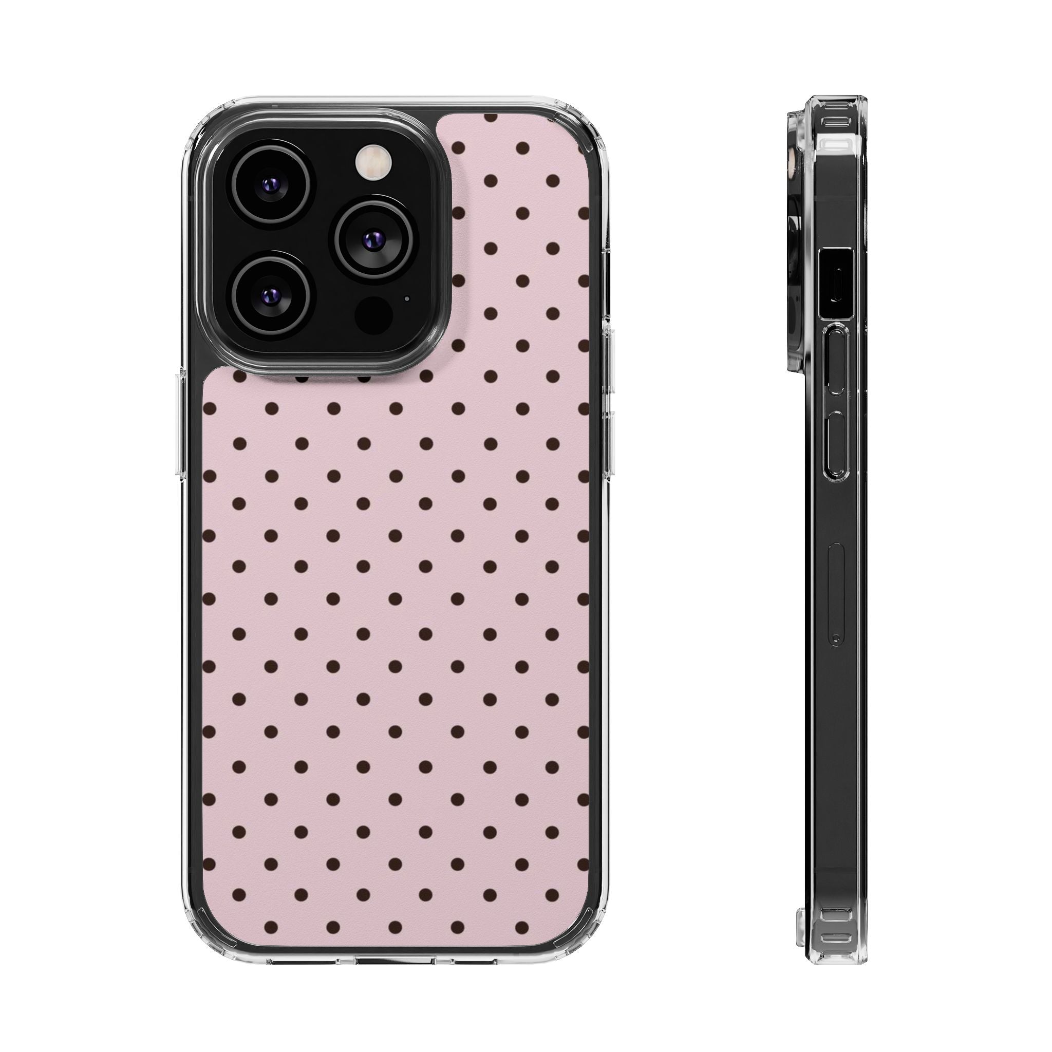 Pink Polka Dot Magnetic Clear Phone Case — Impact-Resistant iPhone Cover