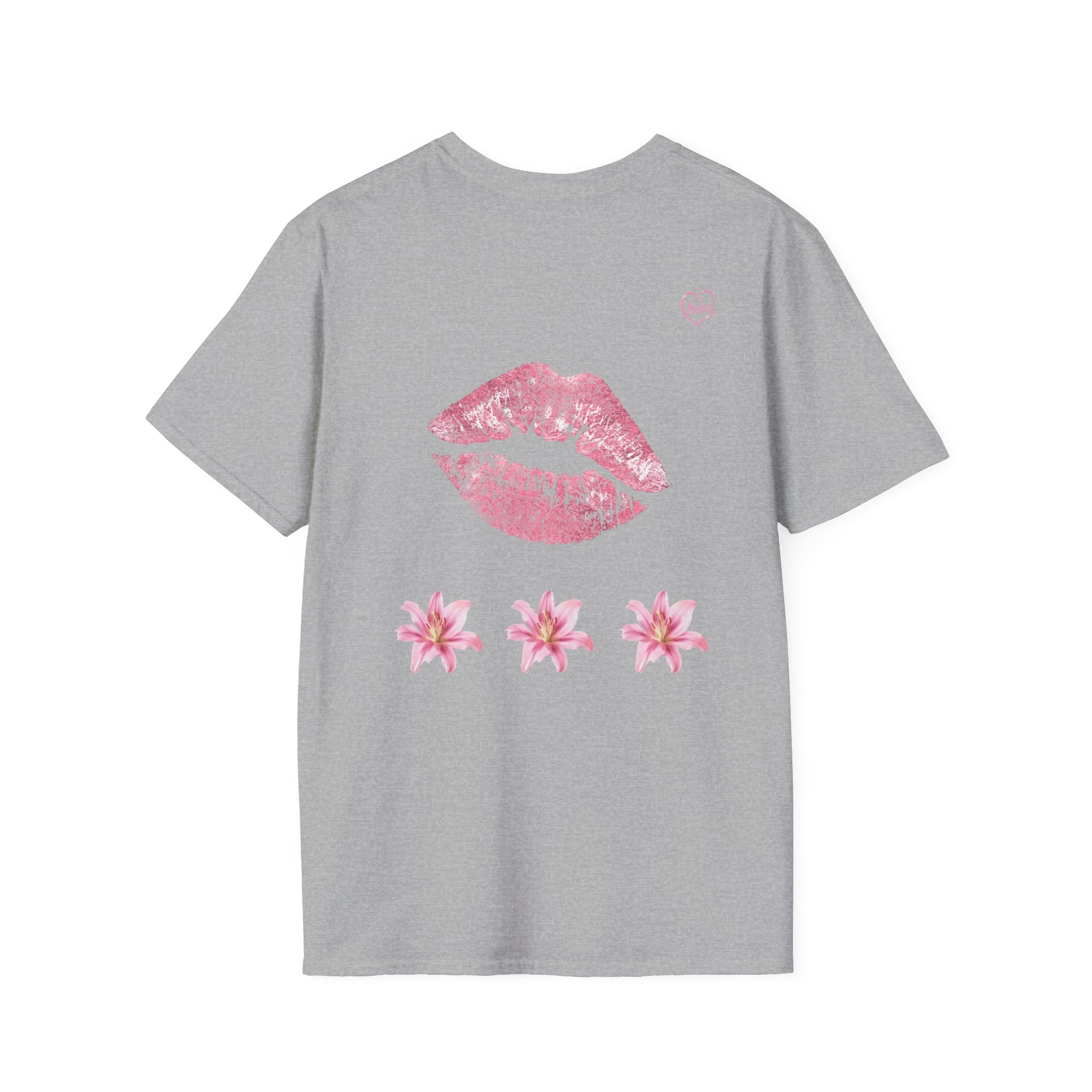 Pink Lily and Lip Print T-Shirt | Floral Kiss Graphic Tee