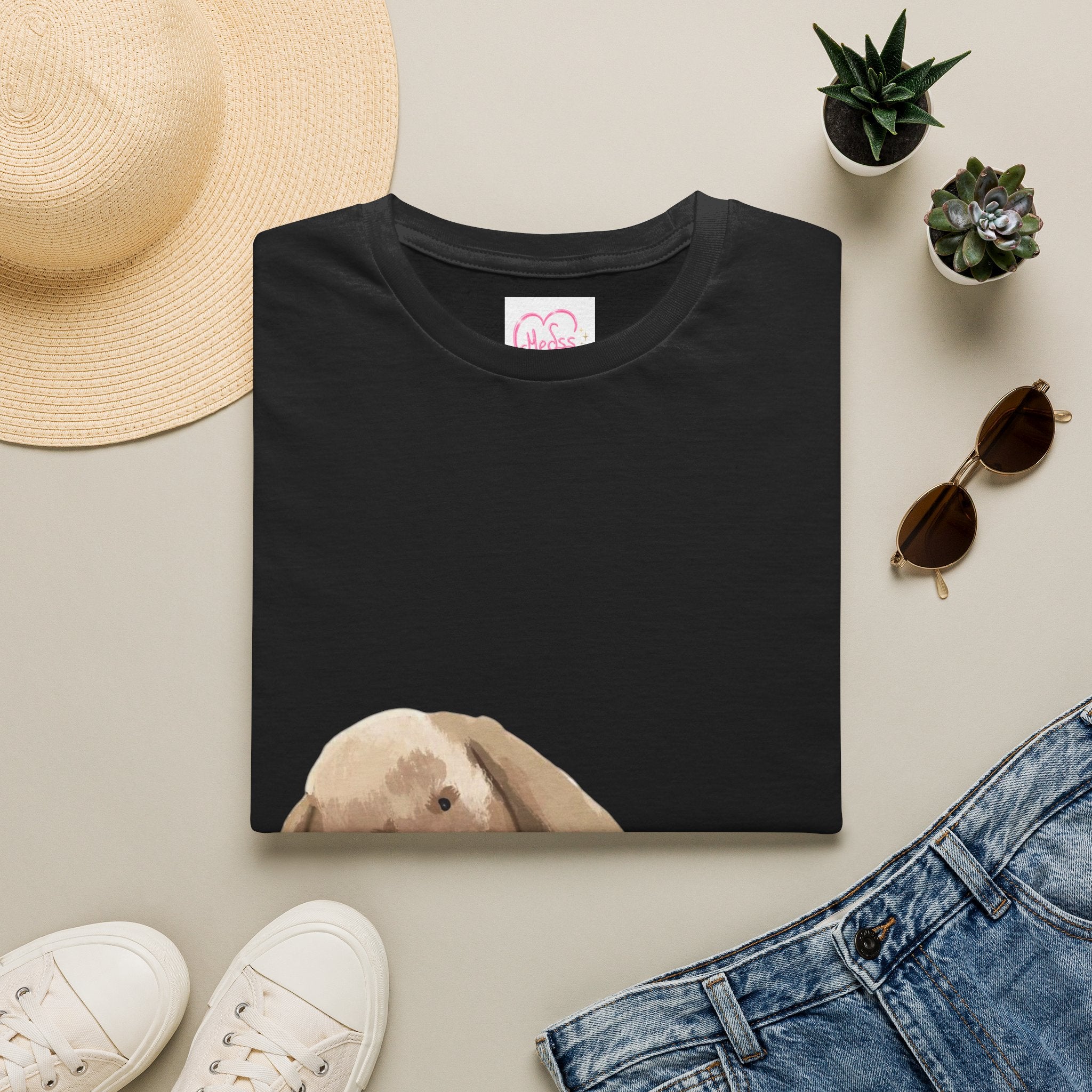 Bunny Plush Graphic T-Shirt — Soft Beige Bunny Tee