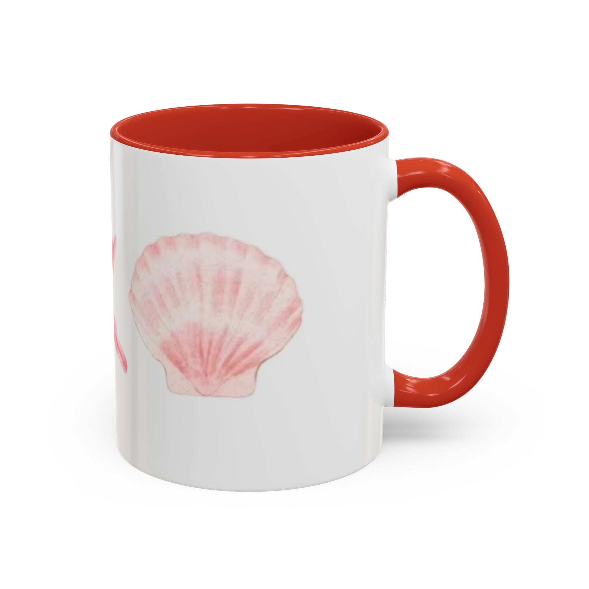 Seashell Accent Coffee Mug – Pink Starfish & Shell Beach Ceramic Mug (11/15oz)