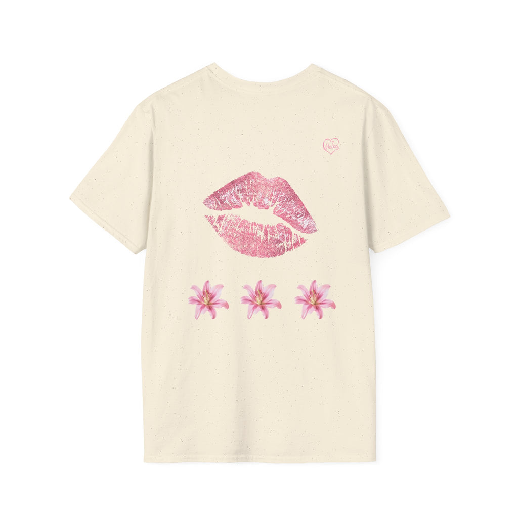 Pink Lily and Lip Print T-Shirt | Floral Kiss Graphic Tee