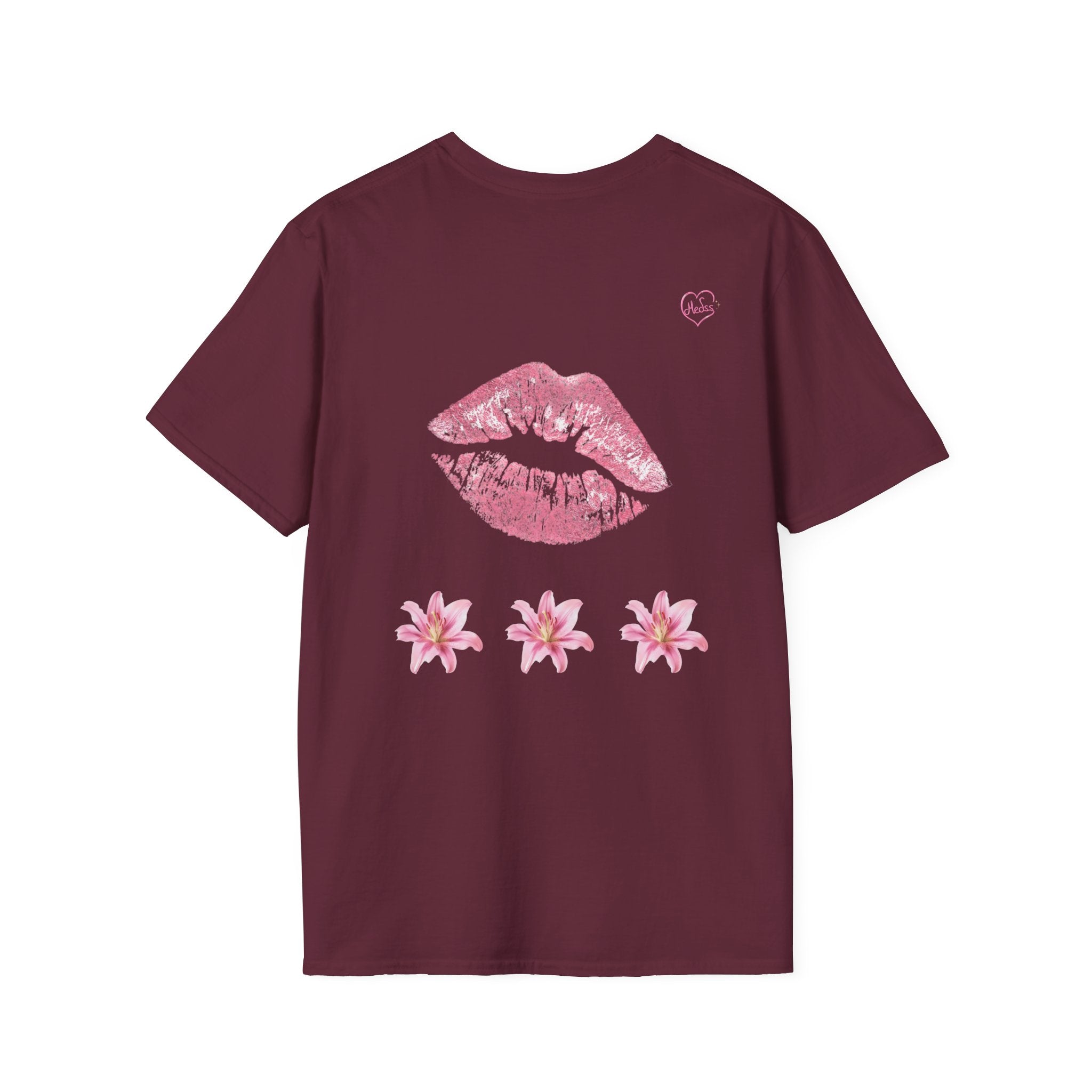 Pink Lily and Lip Print T-Shirt | Floral Kiss Graphic Tee