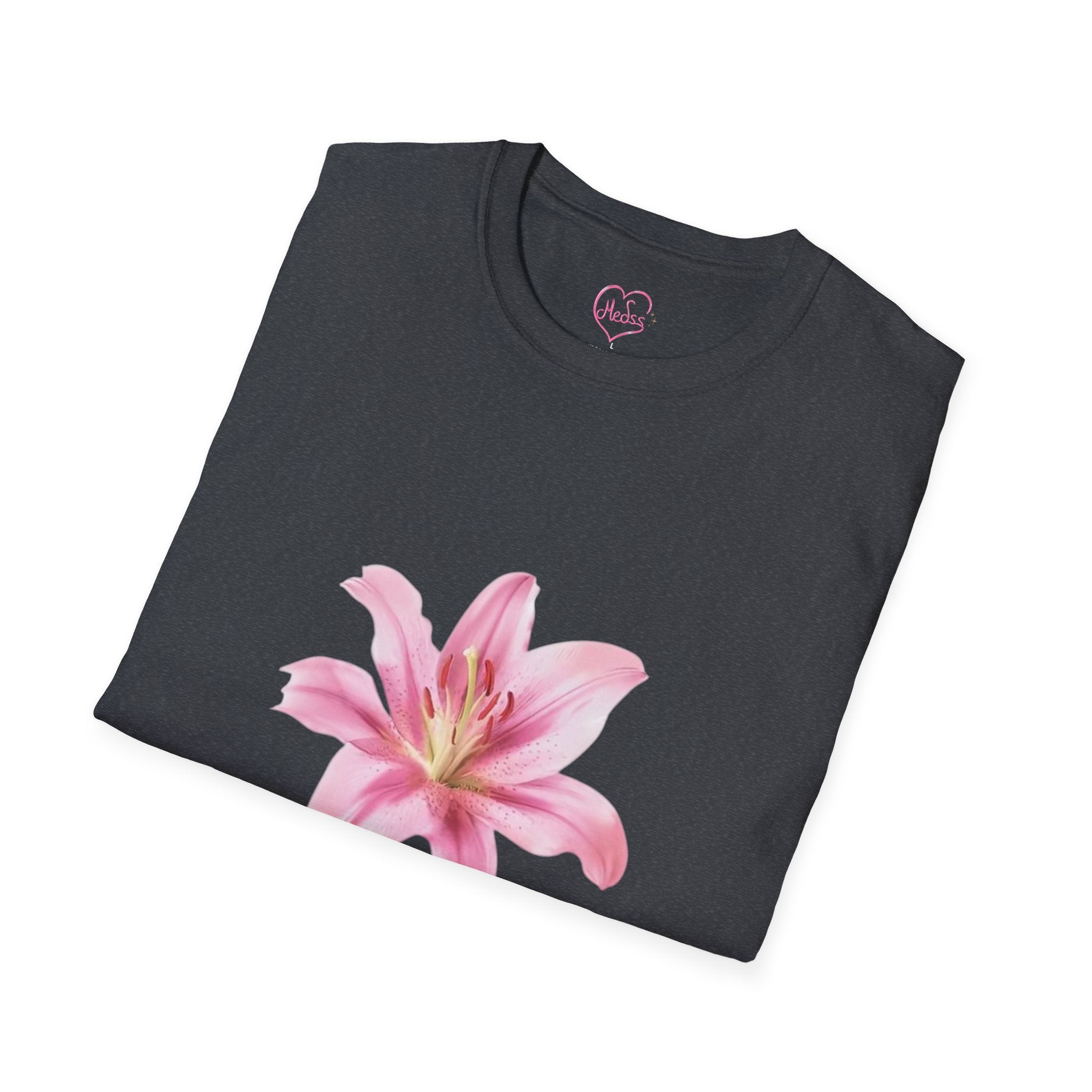 Pink Lily and Lip Print T-Shirt | Floral Kiss Graphic Tee