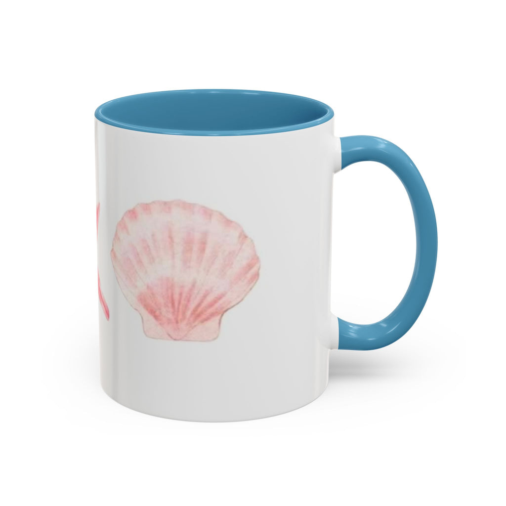 Seashell Accent Coffee Mug – Pink Starfish & Shell Beach Ceramic Mug (11/15oz)