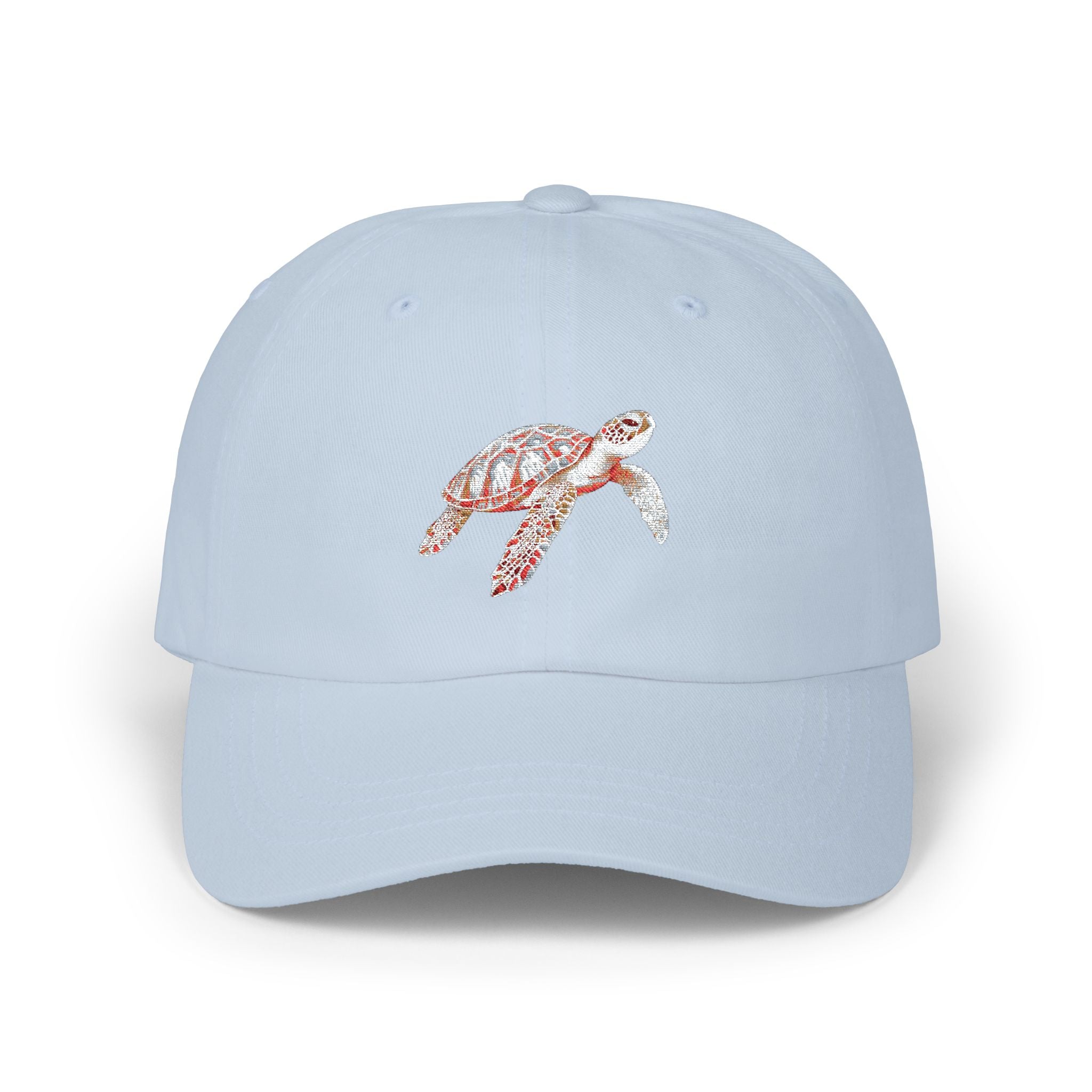 Dad Cap with Floral Sea Turtle Embroidery — Casual Beach Baseball Hat