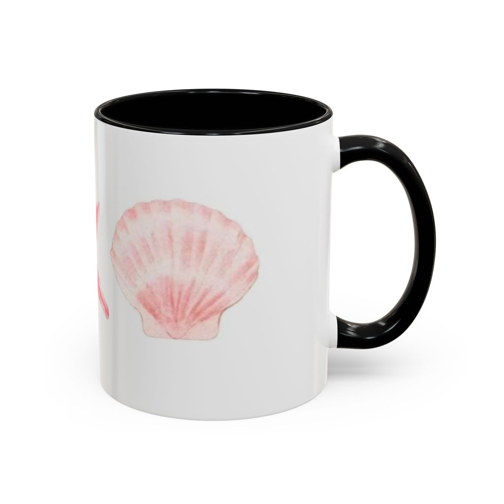 Seashell Accent Coffee Mug – Pink Starfish & Shell Beach Ceramic Mug (11/15oz)