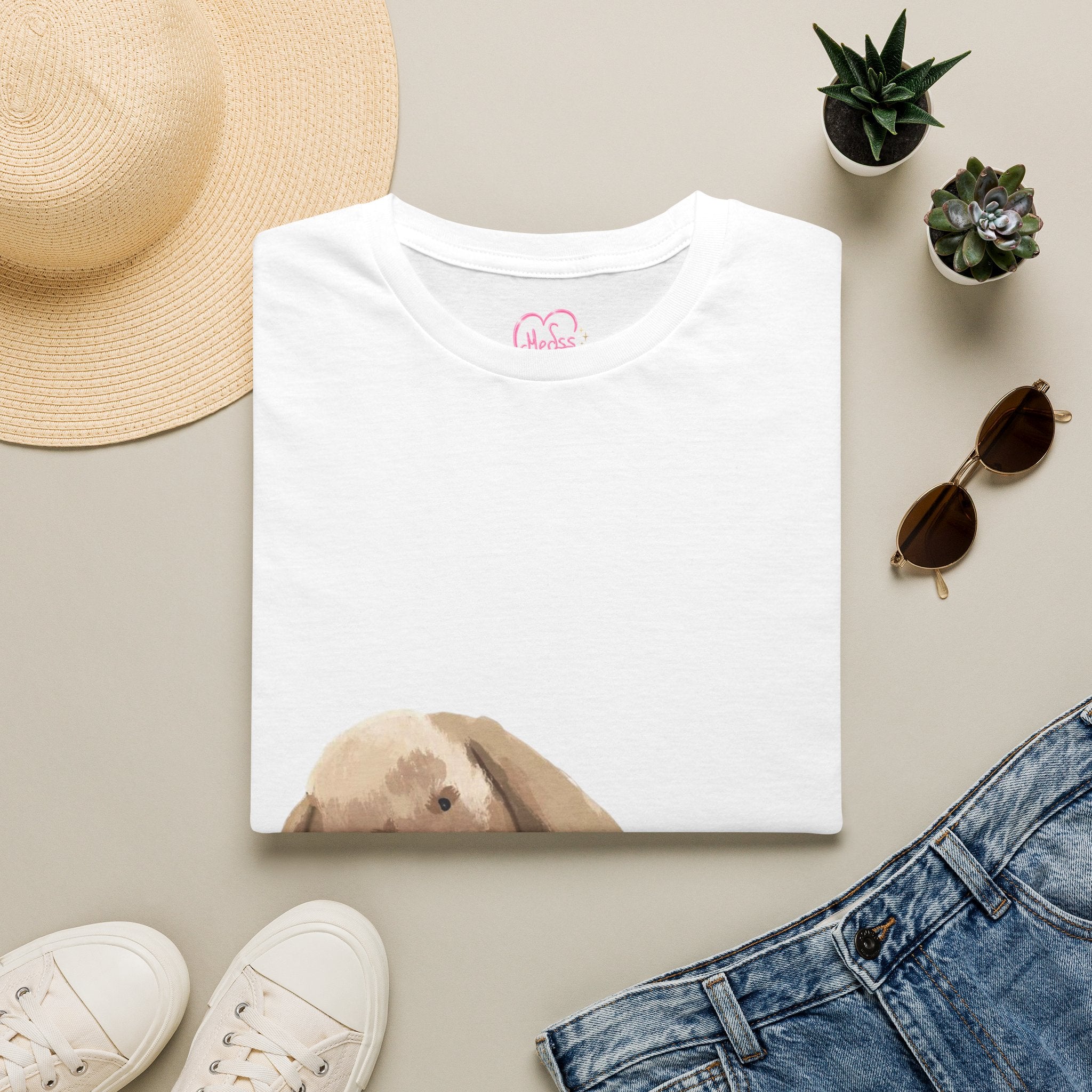 Bunny Plush Graphic T-Shirt — Soft Beige Bunny Tee