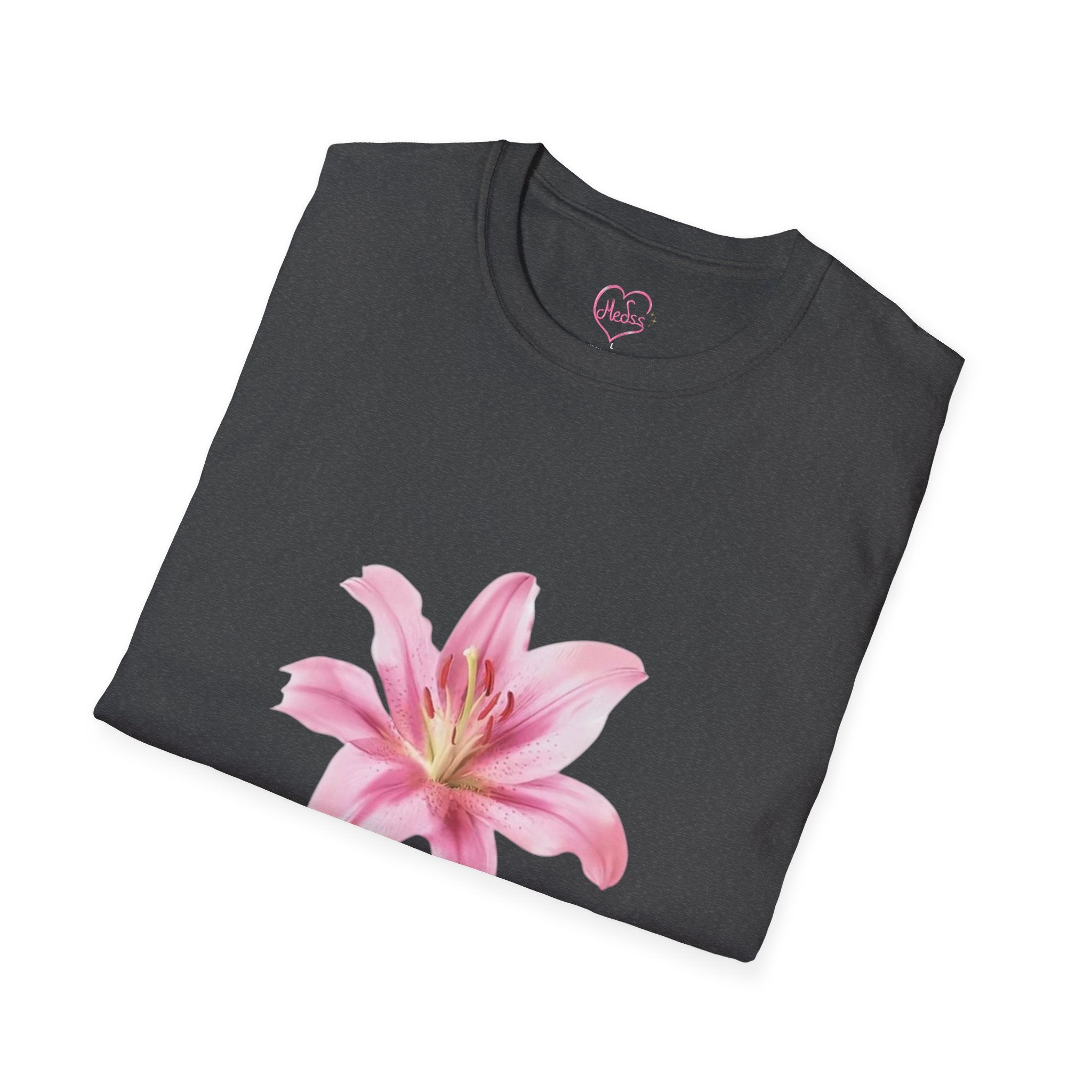 Pink Lily and Lip Print T-Shirt | Floral Kiss Graphic Tee