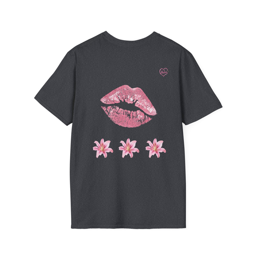 Pink Lily and Lip Print T-Shirt | Floral Kiss Graphic Tee