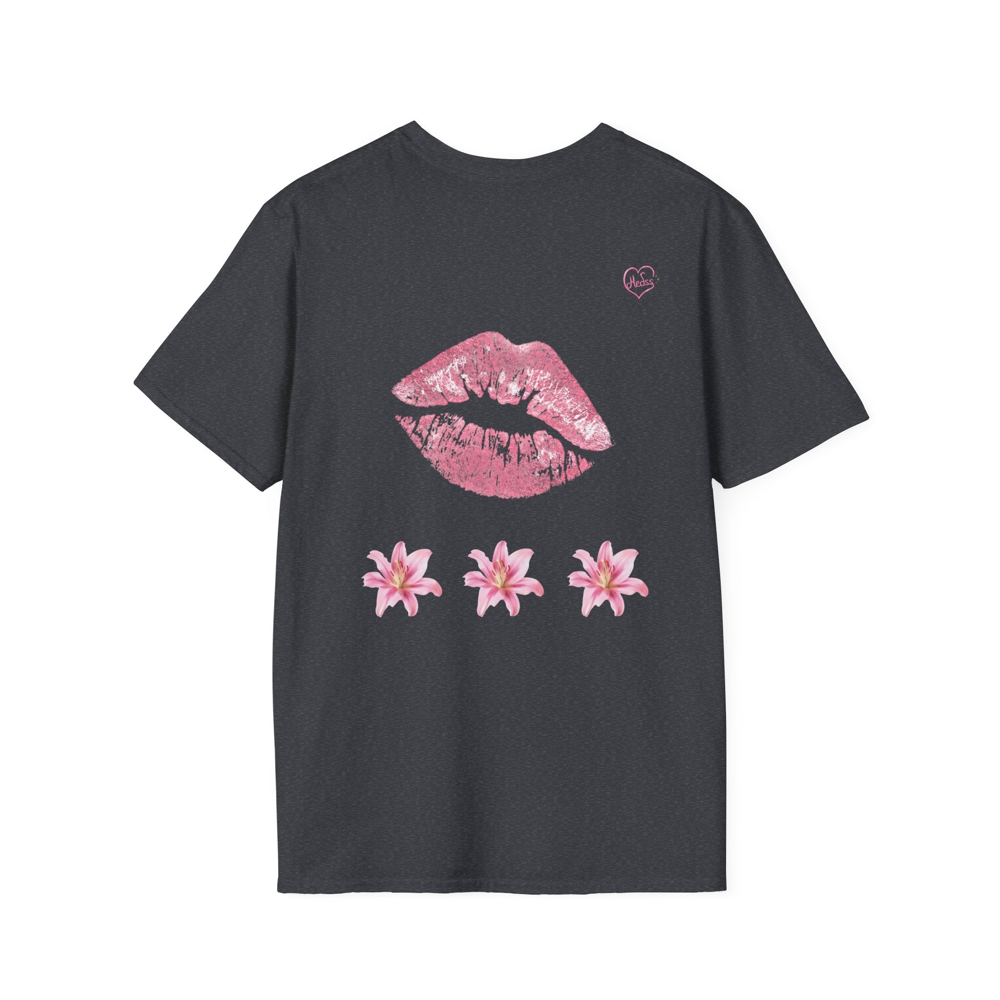 Pink Lily and Lip Print T-Shirt | Floral Kiss Graphic Tee