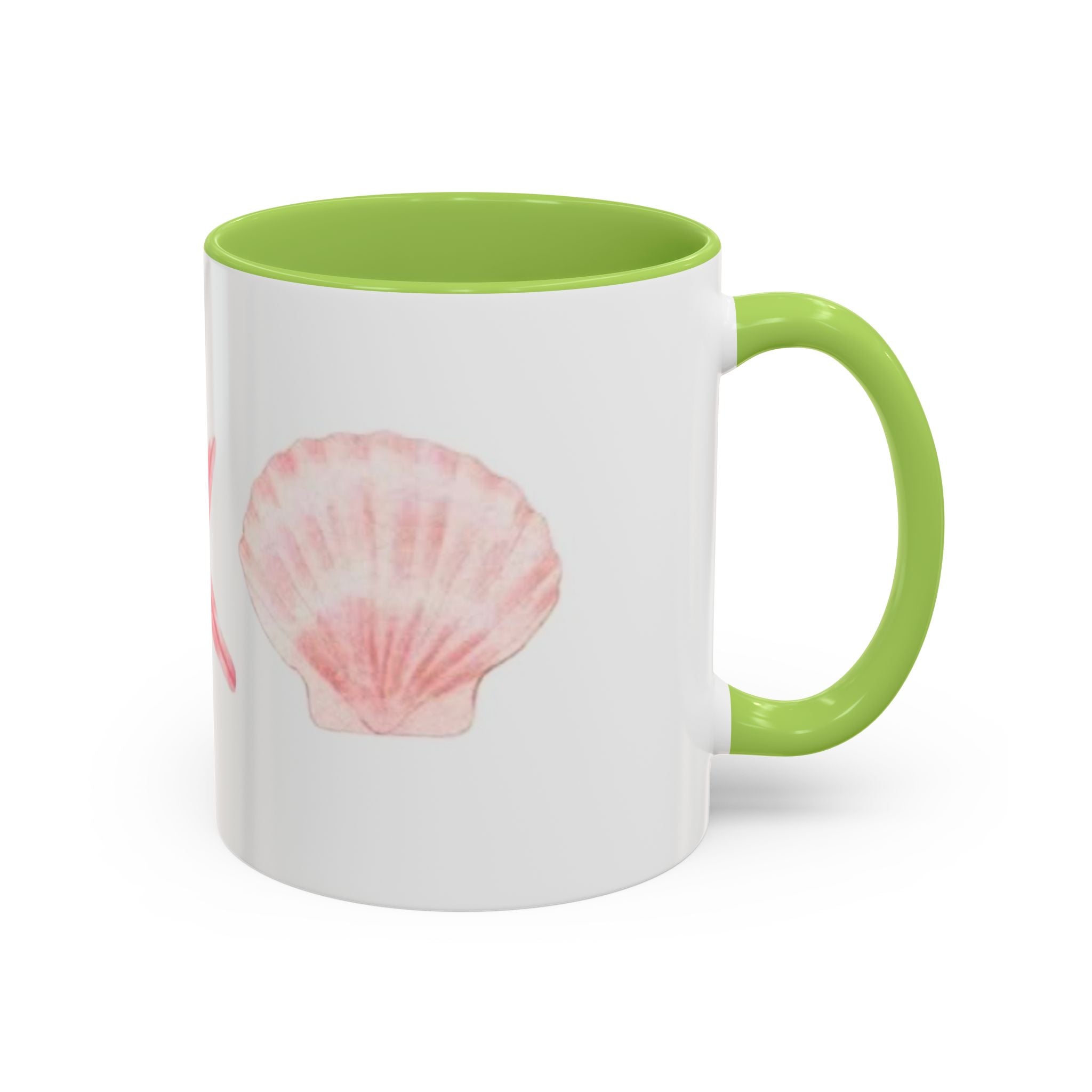 Seashell Accent Coffee Mug – Pink Starfish & Shell Beach Ceramic Mug (11/15oz)