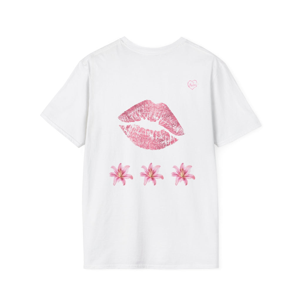 Pink Lily and Lip Print T-Shirt | Floral Kiss Graphic Tee