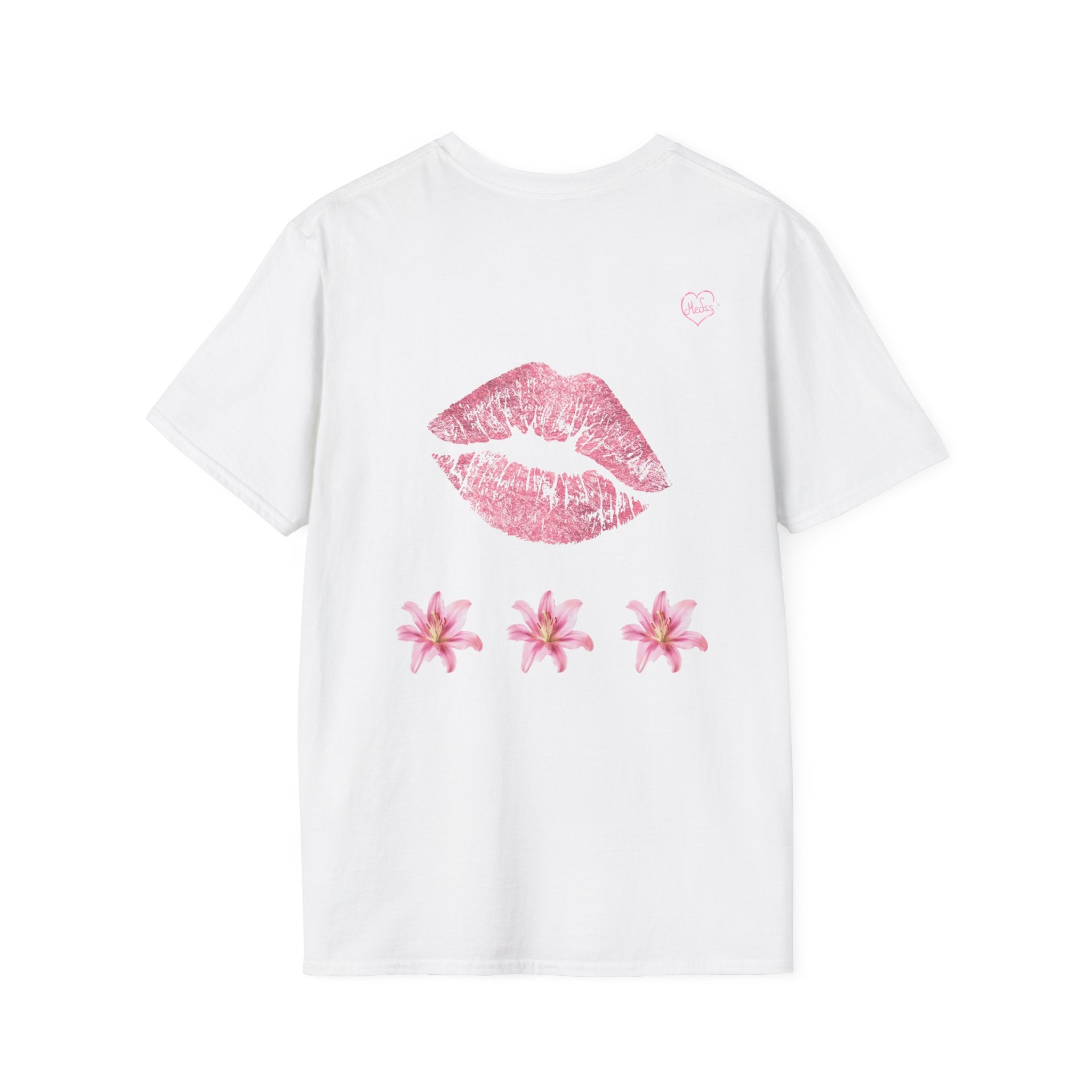 Pink Lily and Lip Print T-Shirt | Floral Kiss Graphic Tee