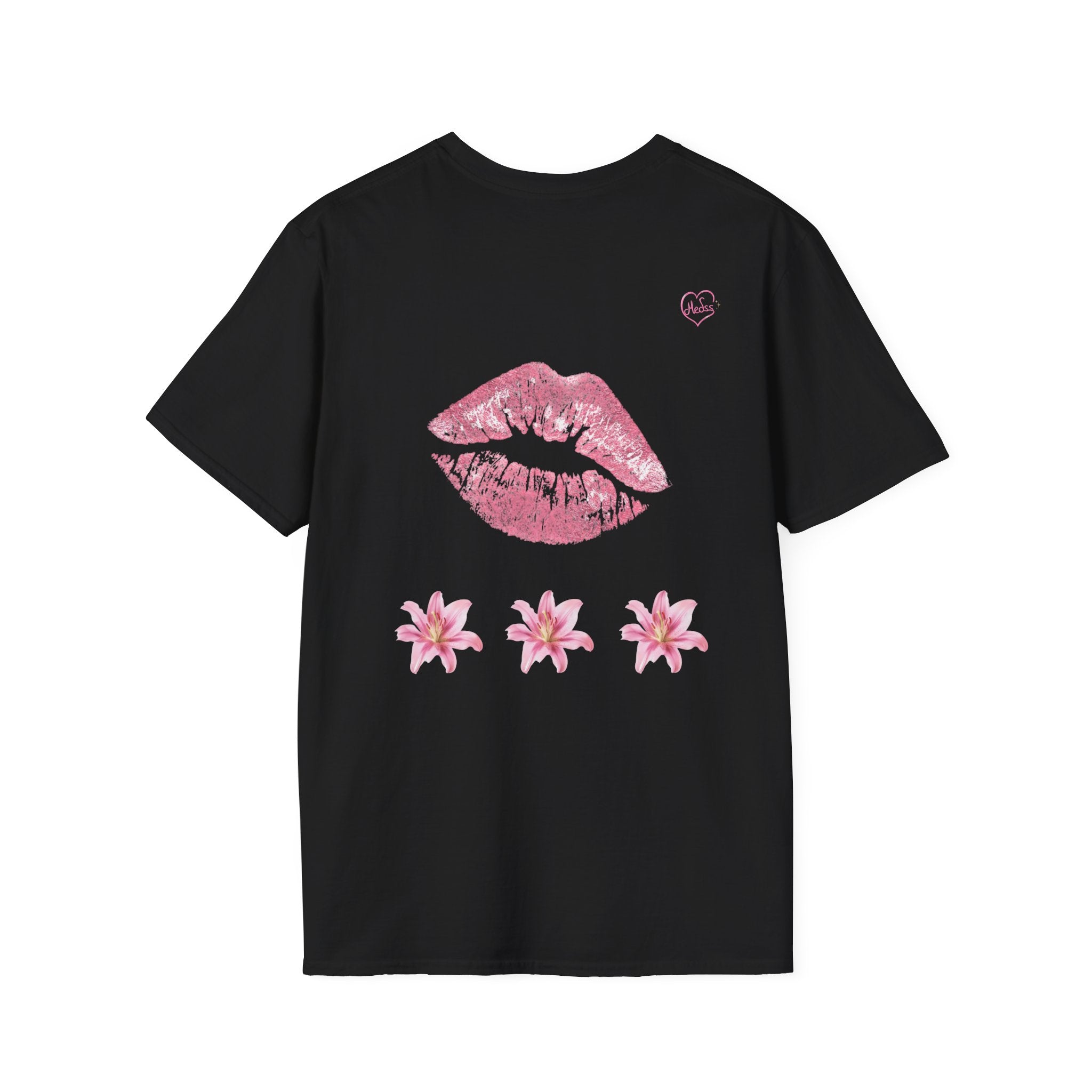 Pink Lily and Lip Print T-Shirt | Floral Kiss Graphic Tee