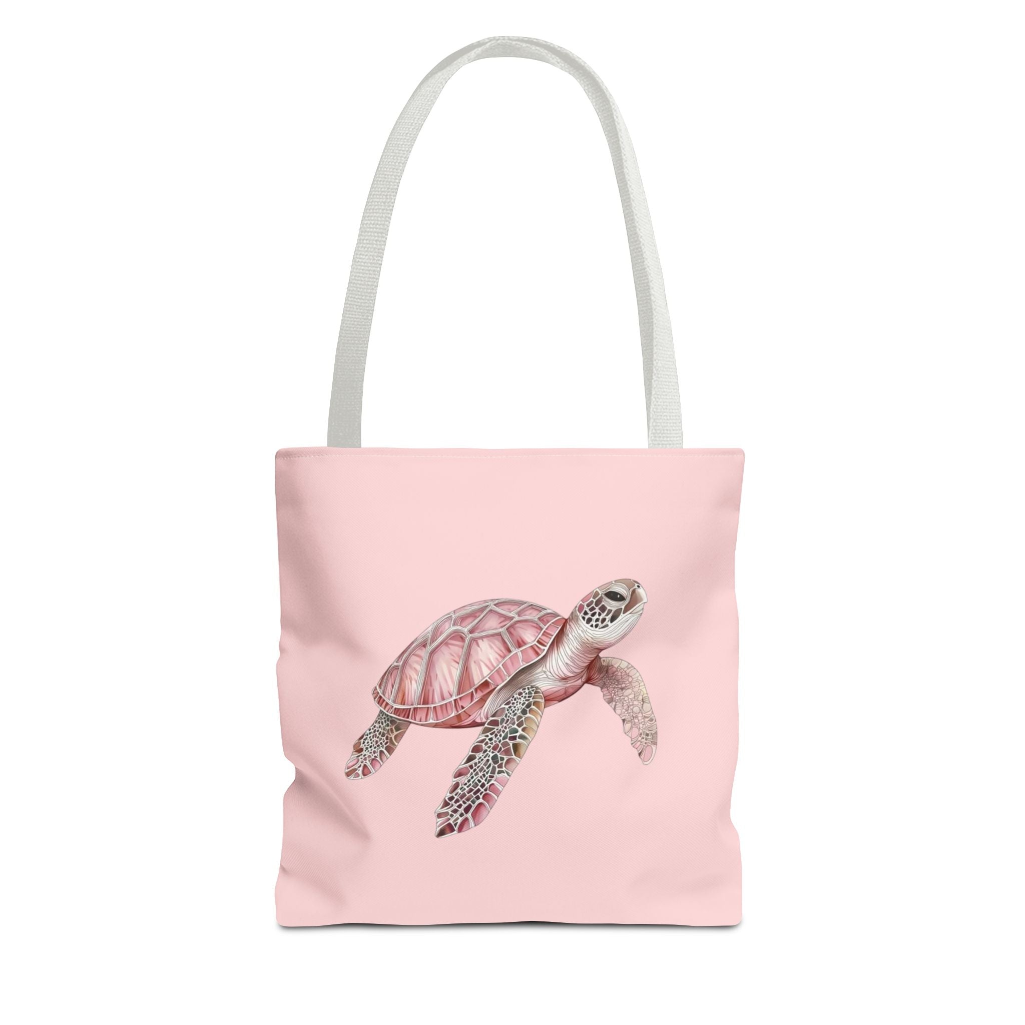 Pink Sea Turtle Tote Bag | Watercolor Marine Life Canvas Tote