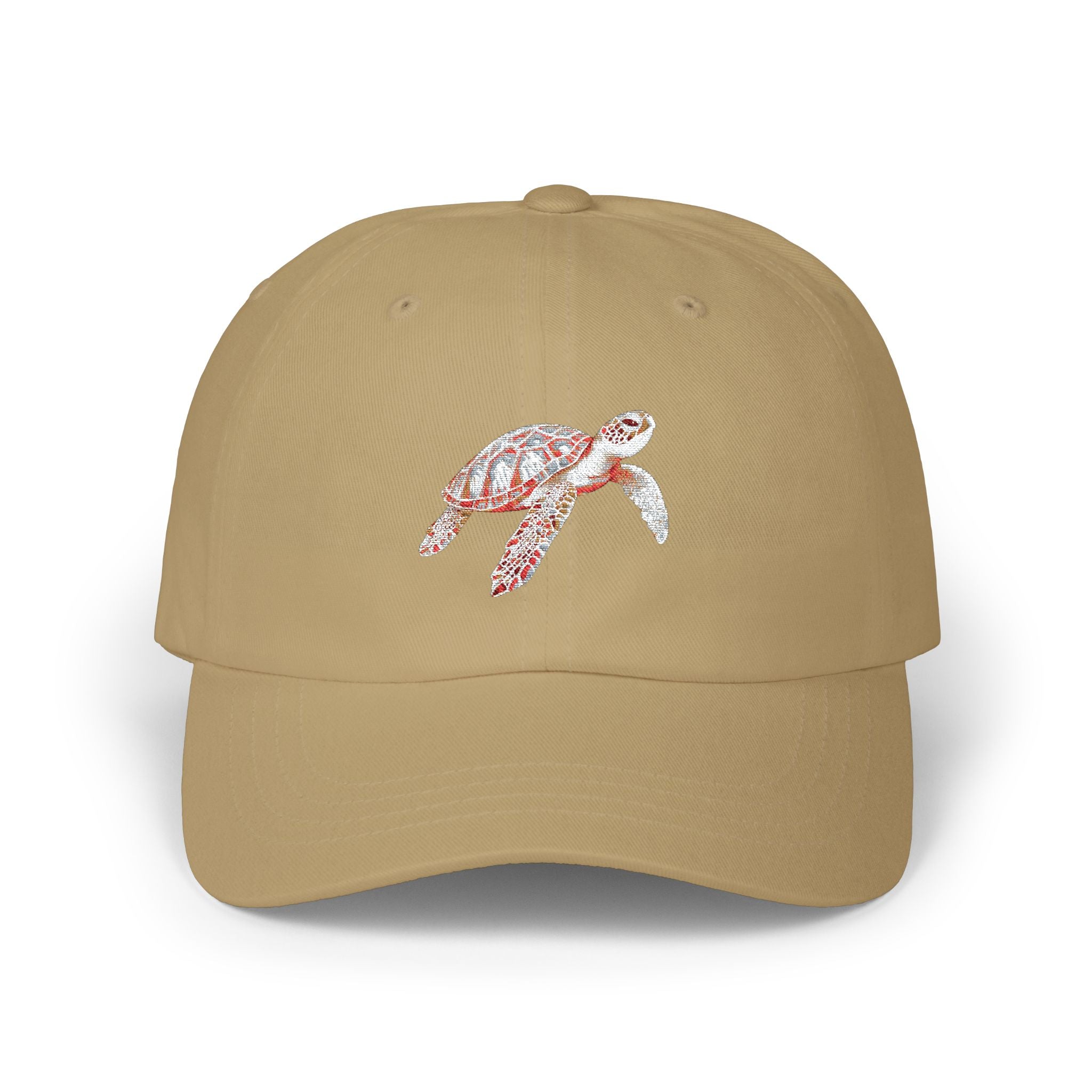 Dad Cap with Floral Sea Turtle Embroidery — Casual Beach Baseball Hat