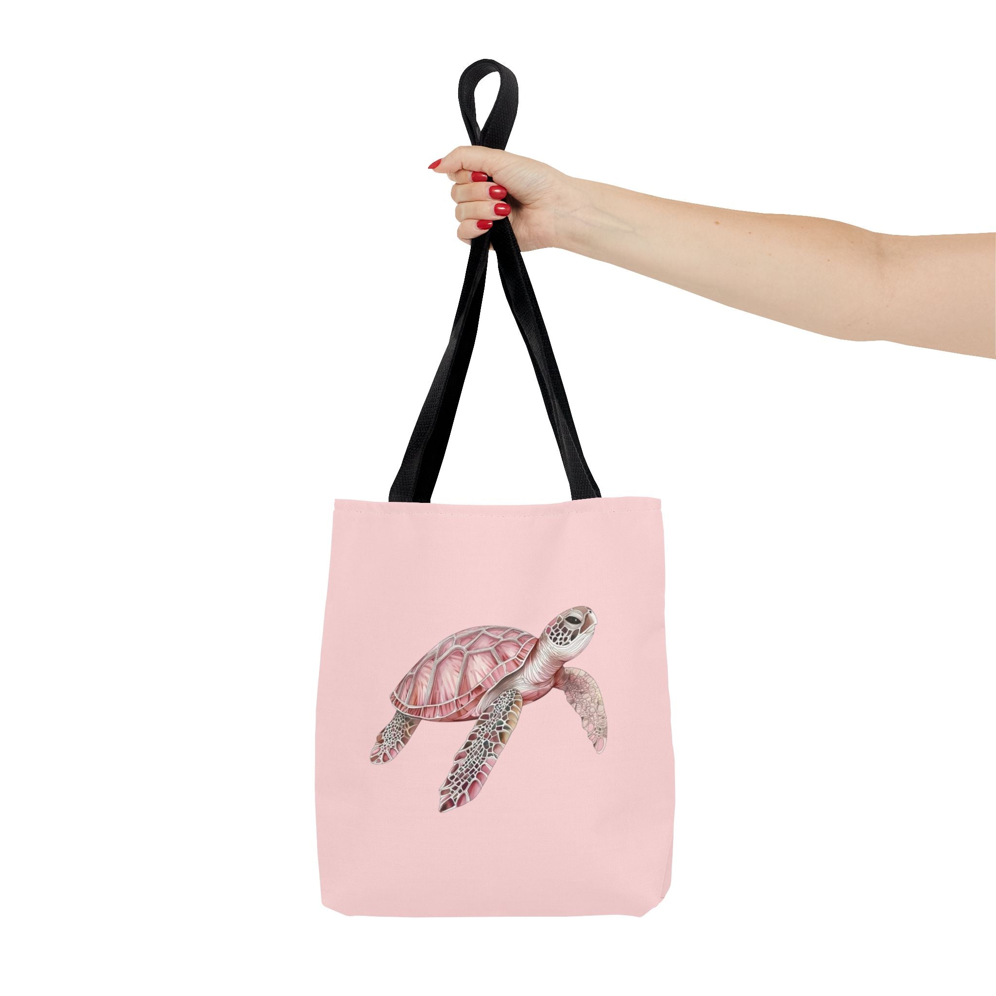 Pink Sea Turtle Tote Bag | Watercolor Marine Life Canvas Tote