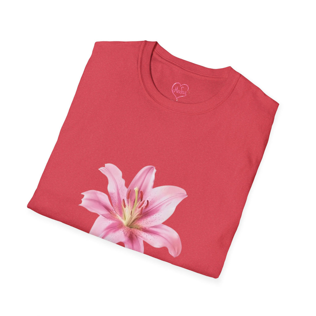 Pink Lily and Lip Print T-Shirt | Floral Kiss Graphic Tee