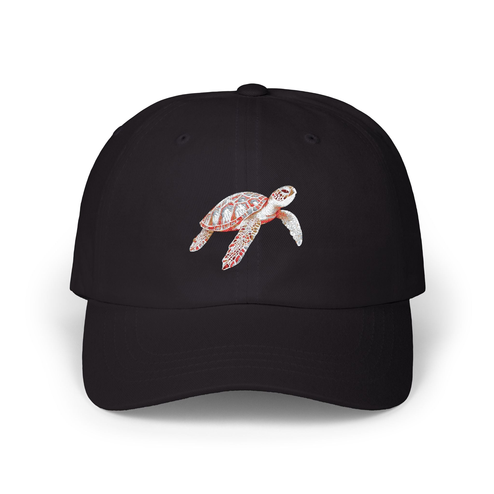 Dad Cap with Floral Sea Turtle Embroidery — Casual Beach Baseball Hat