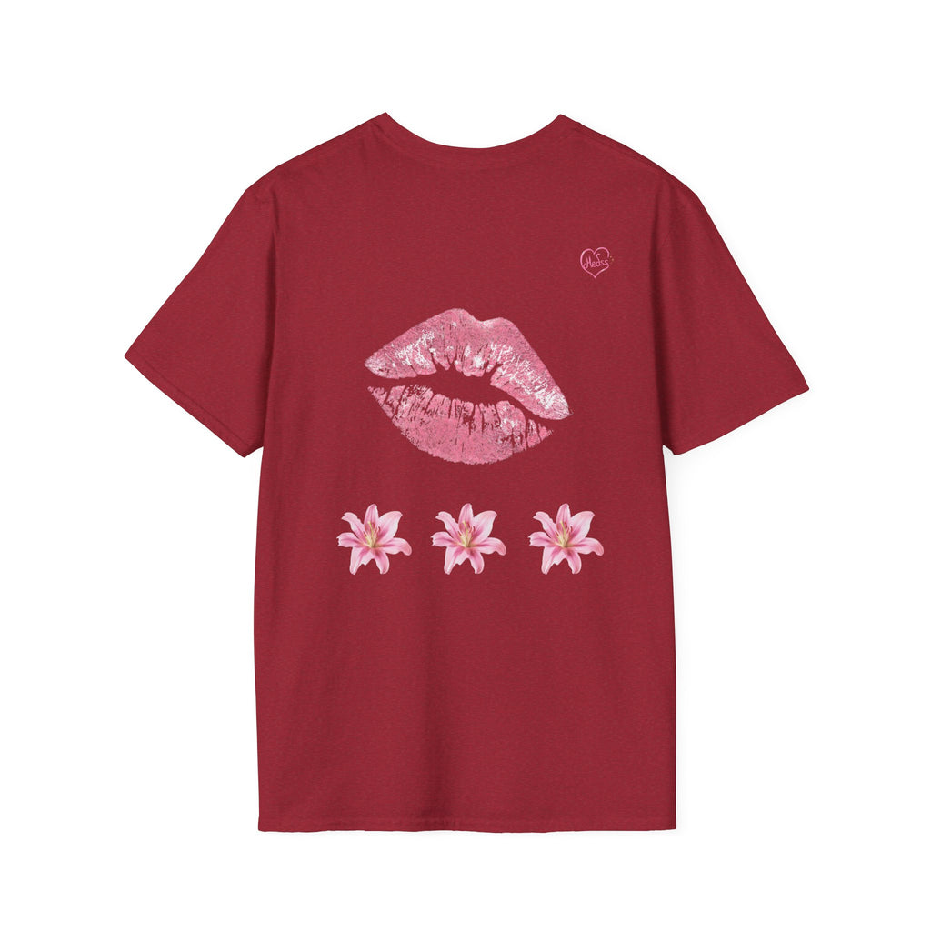 Pink Lily and Lip Print T-Shirt | Floral Kiss Graphic Tee