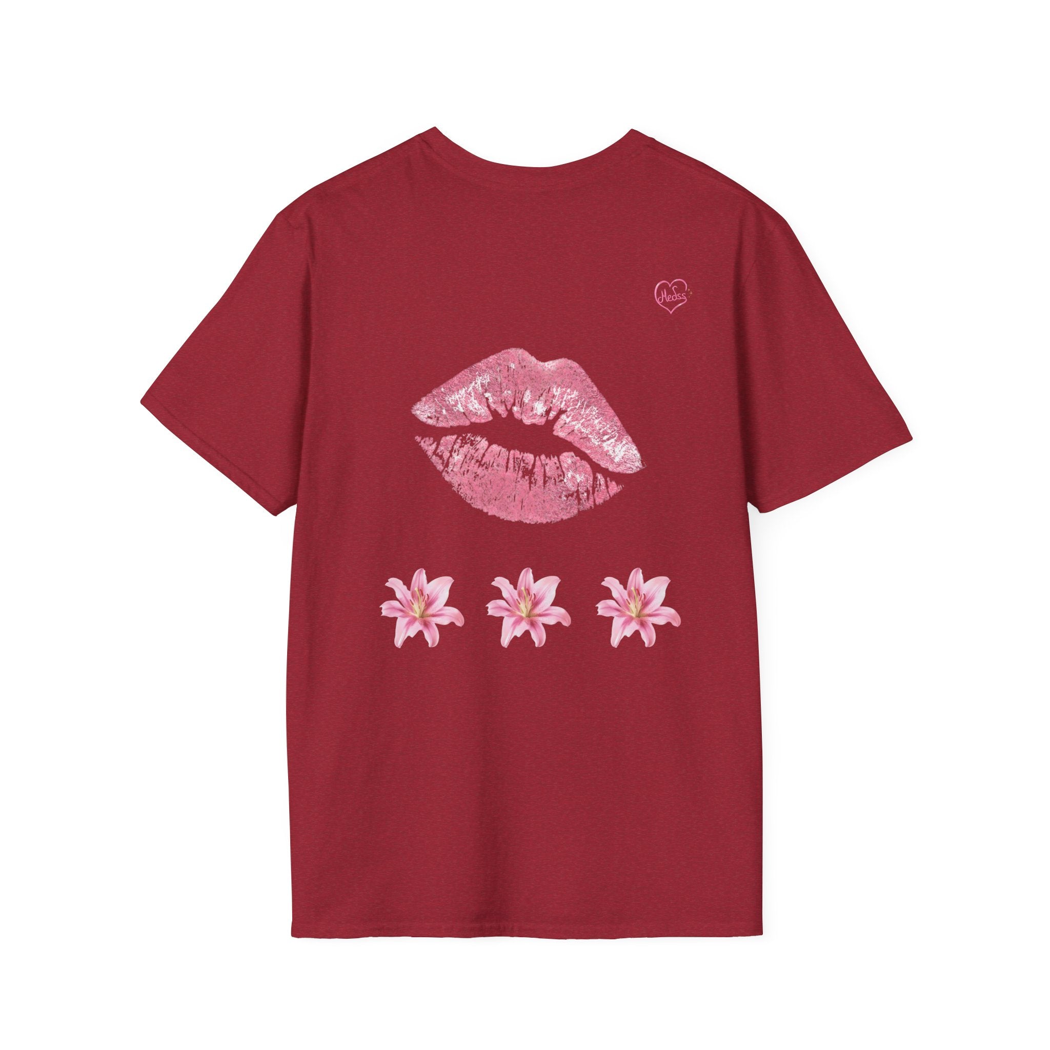 Pink Lily and Lip Print T-Shirt | Floral Kiss Graphic Tee