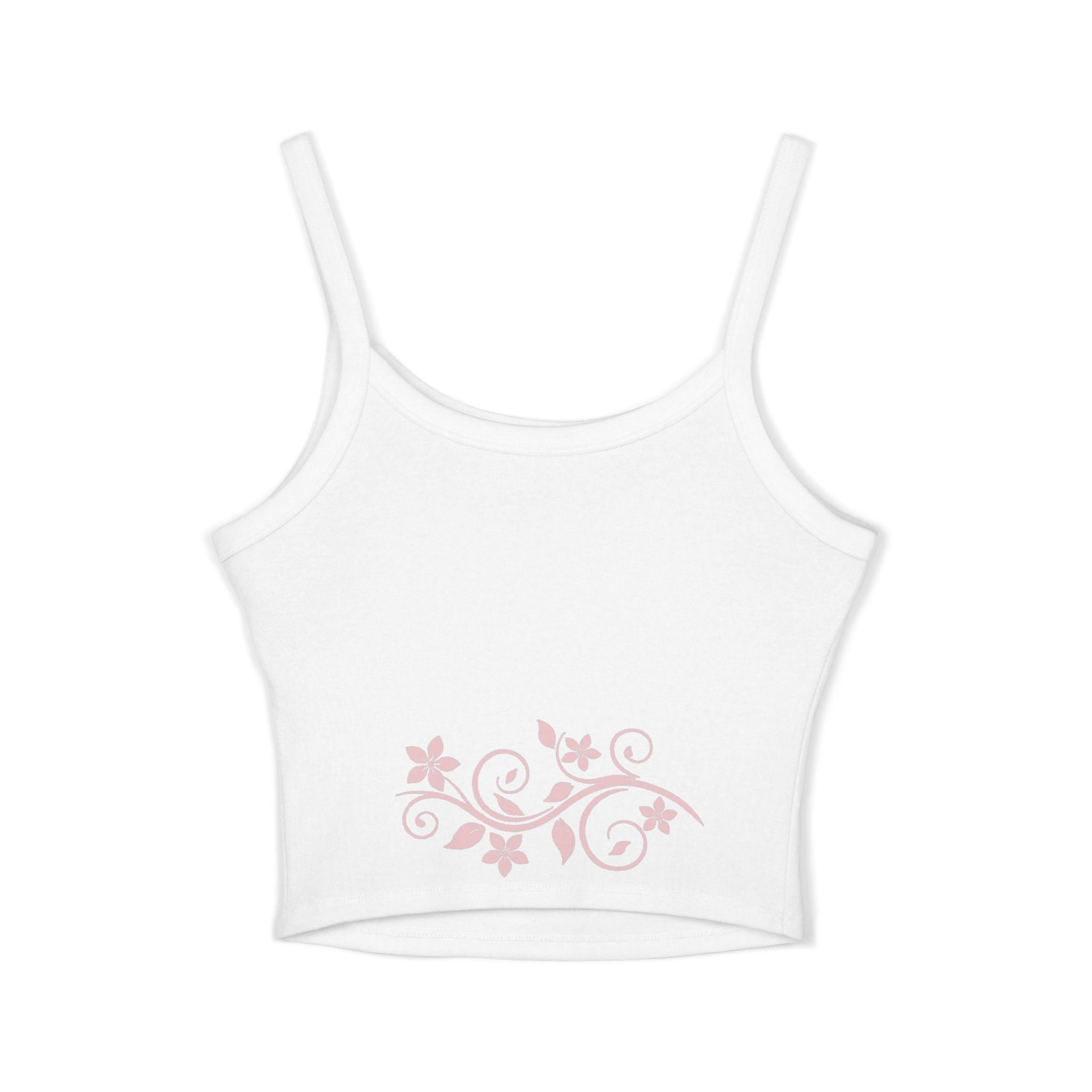 Star & Floral Crop Tank Top — Pink Glitter Star Chest with Back Floral Accent