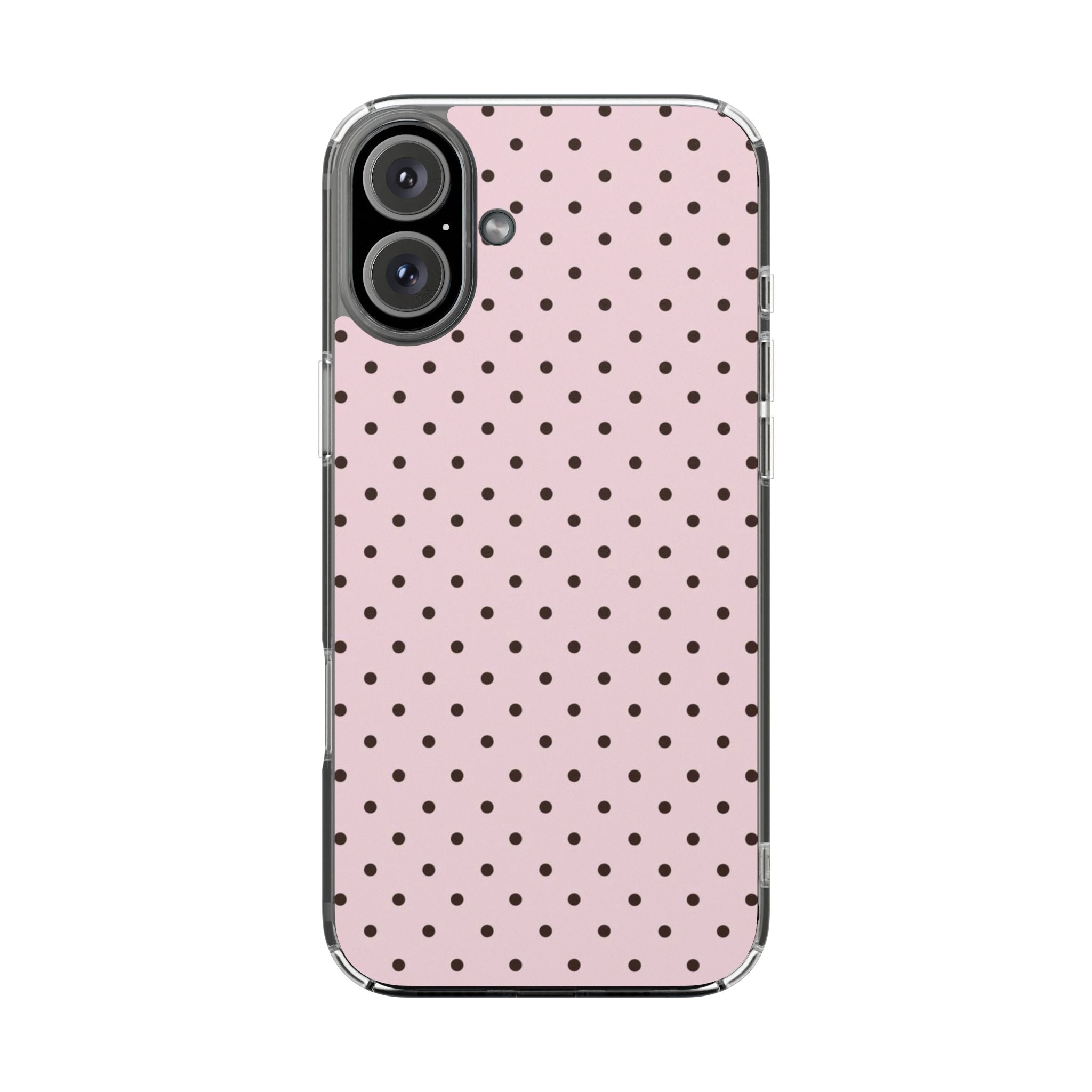 Pink Polka Dot Magnetic Clear Phone Case — Impact-Resistant iPhone Cover
