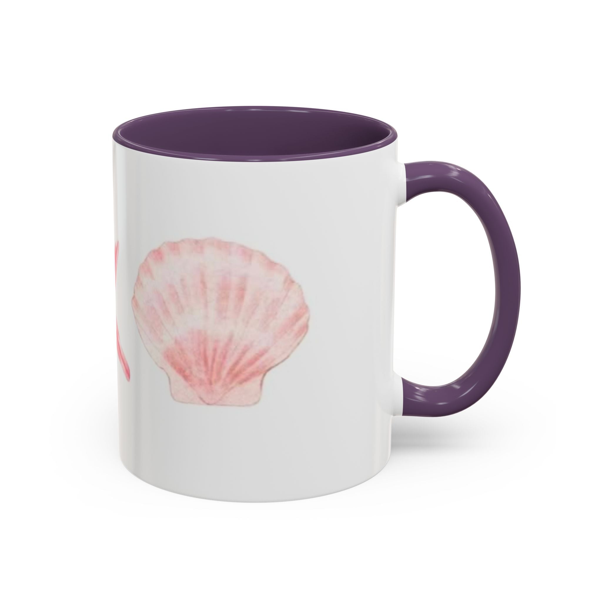 Seashell Accent Coffee Mug – Pink Starfish & Shell Beach Ceramic Mug (11/15oz)