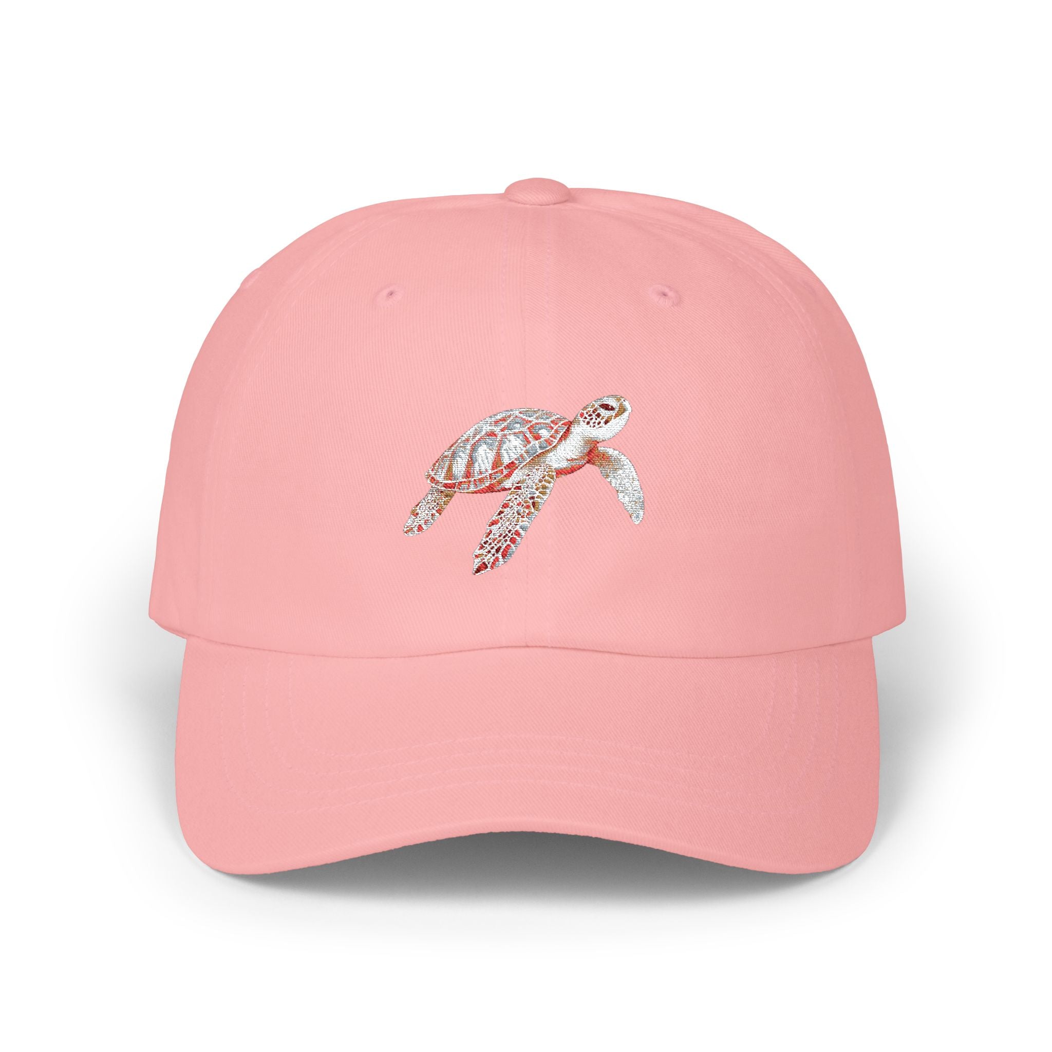 Dad Cap with Floral Sea Turtle Embroidery — Casual Beach Baseball Hat