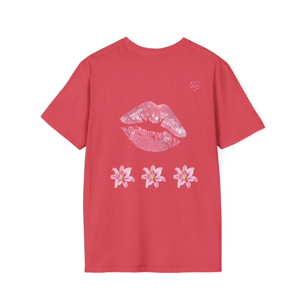 Pink Lily and Lip Print T-Shirt | Floral Kiss Graphic Tee