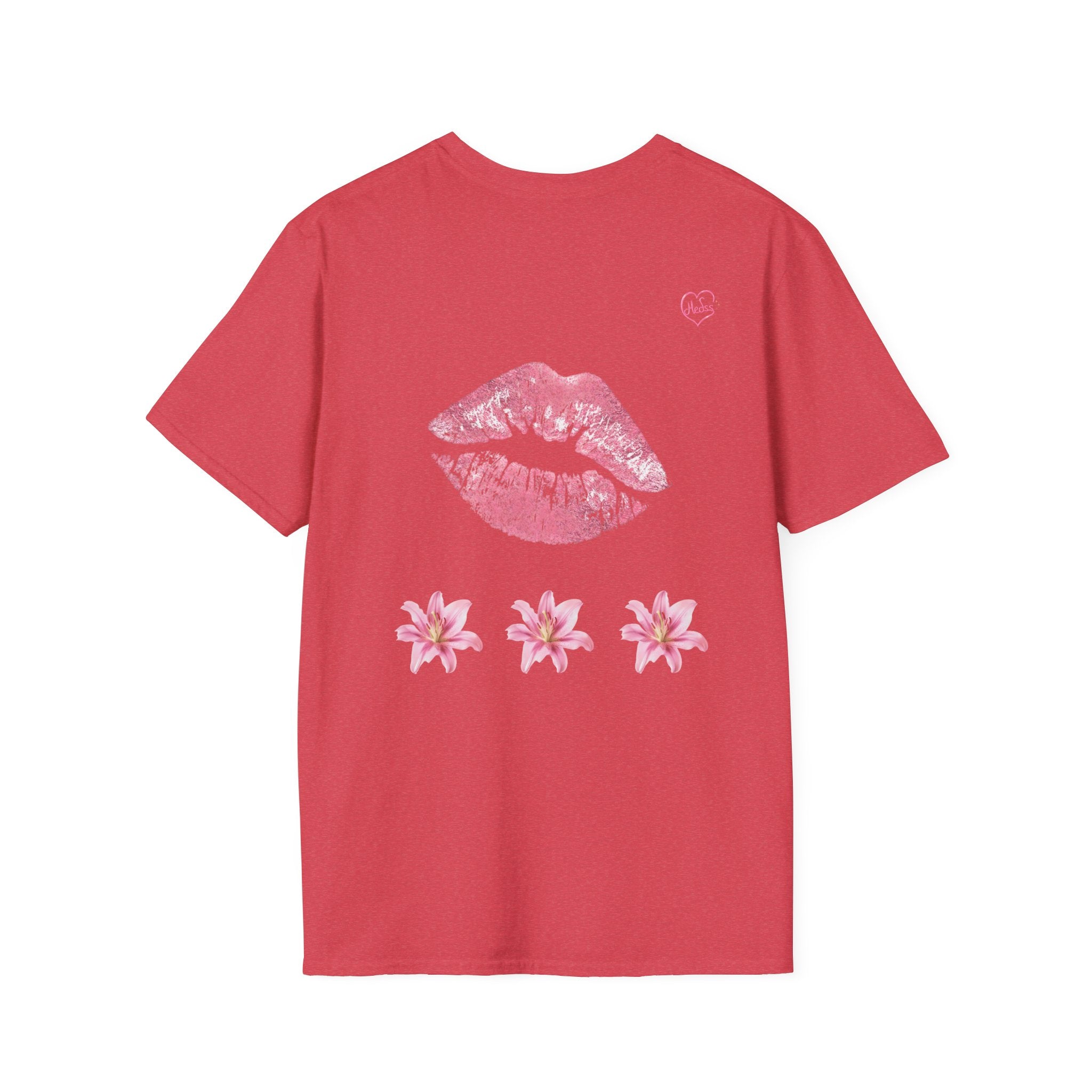 Pink Lily and Lip Print T-Shirt | Floral Kiss Graphic Tee
