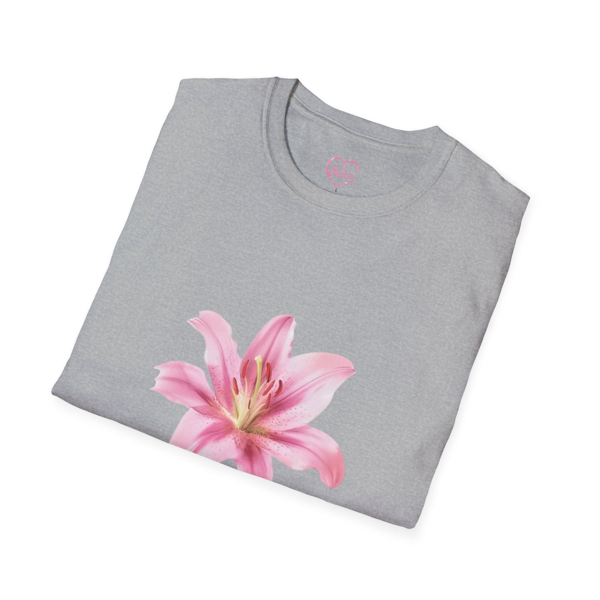 Pink Lily and Lip Print T-Shirt | Floral Kiss Graphic Tee