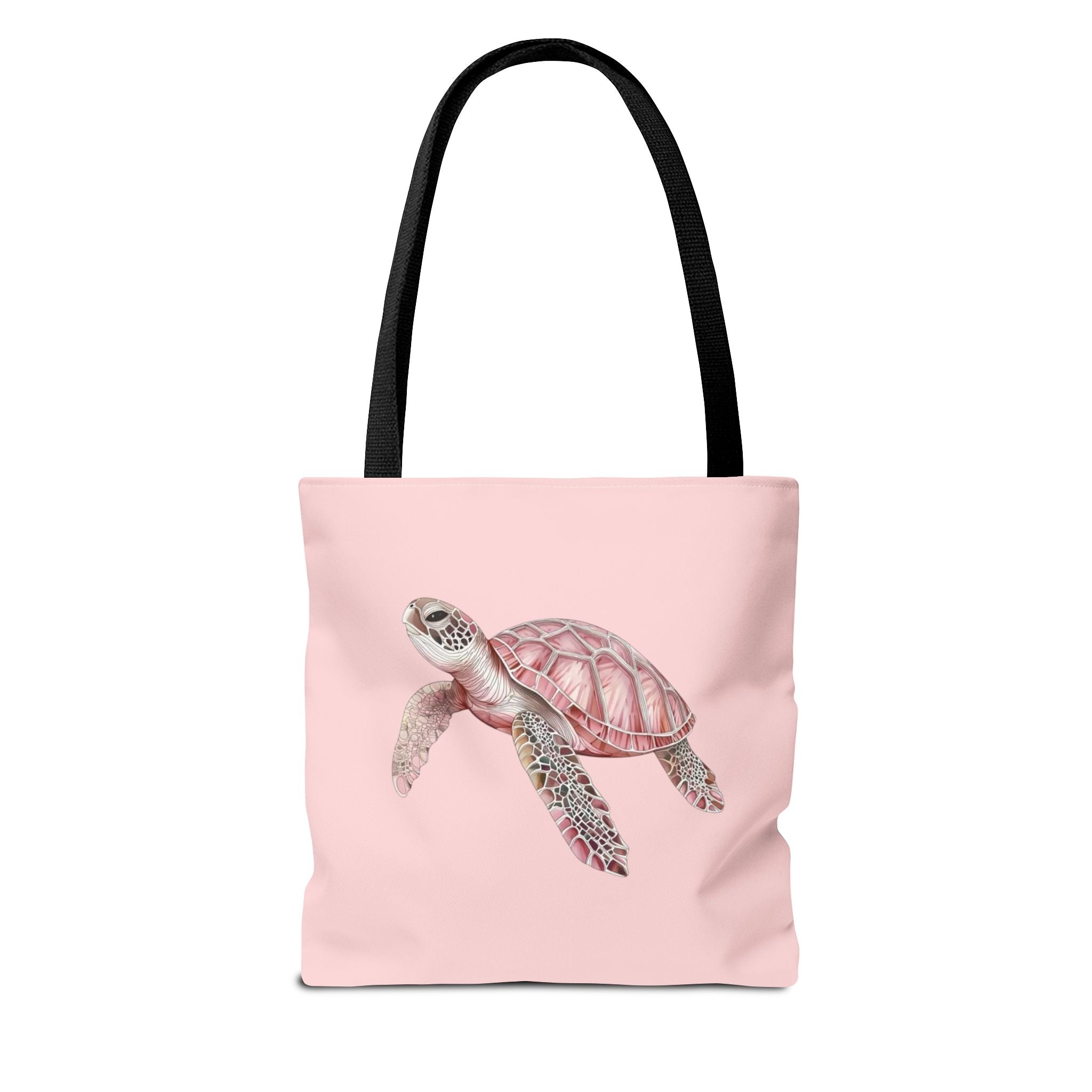 Pink Sea Turtle Tote Bag | Watercolor Marine Life Canvas Tote