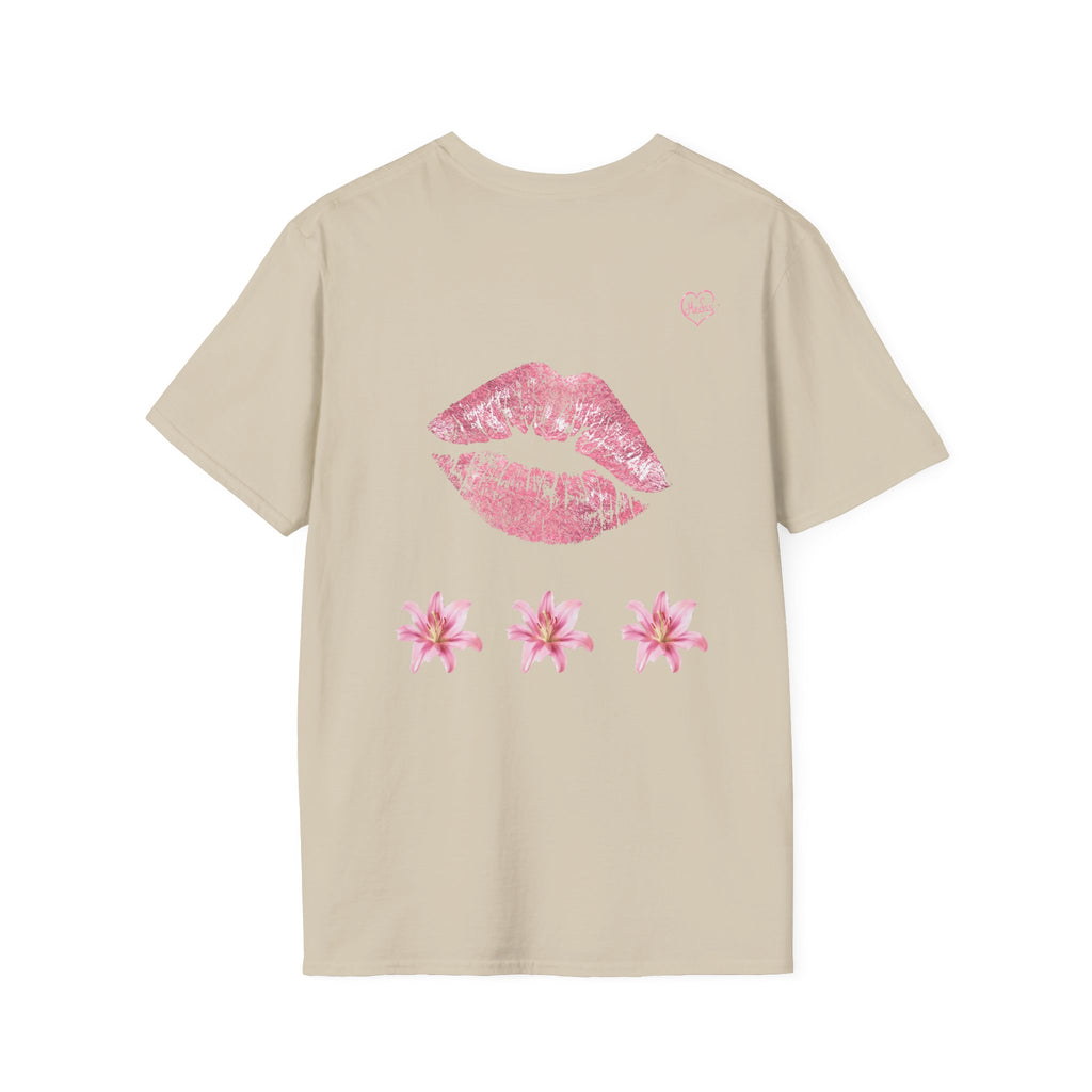 Pink Lily and Lip Print T-Shirt | Floral Kiss Graphic Tee
