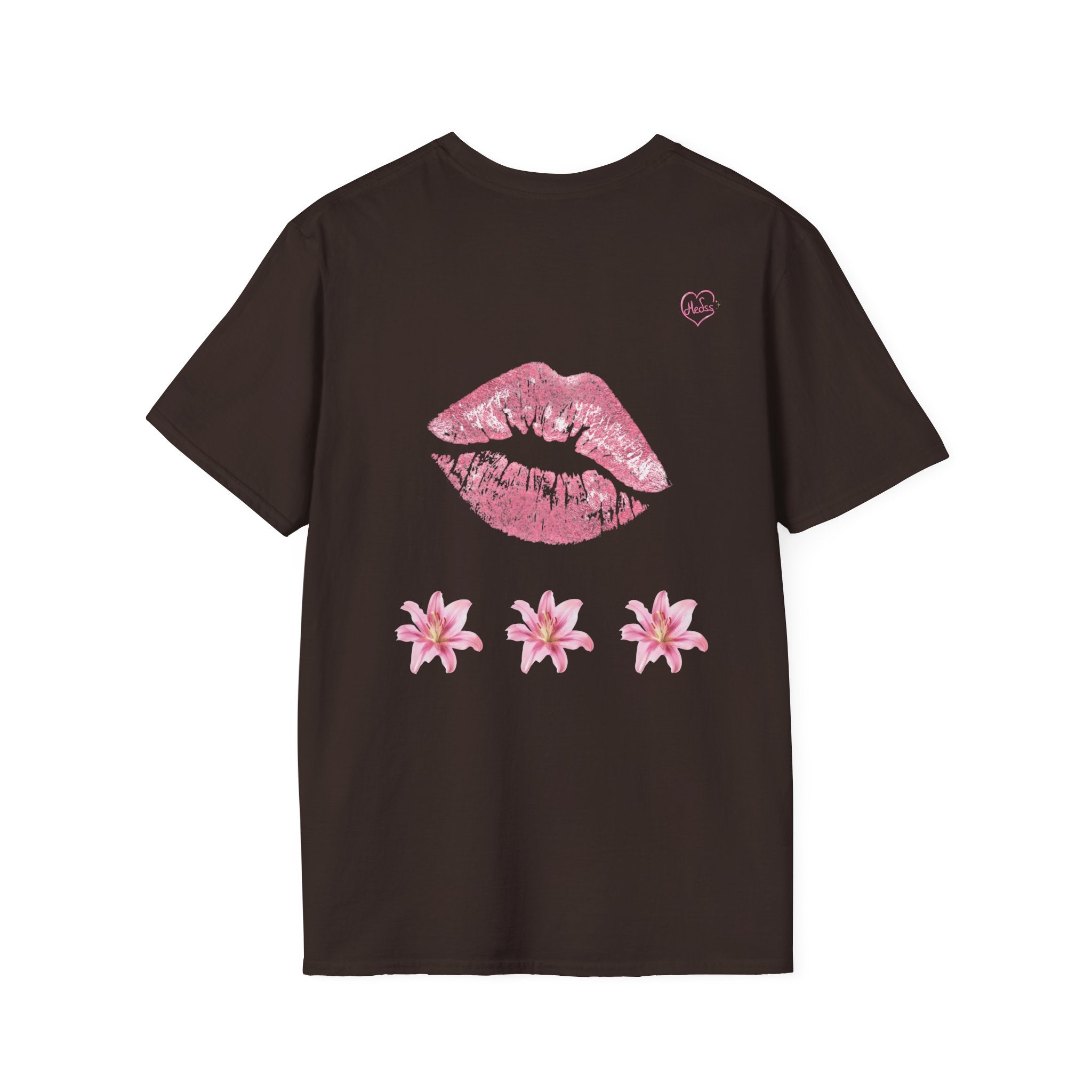 Pink Lily and Lip Print T-Shirt | Floral Kiss Graphic Tee