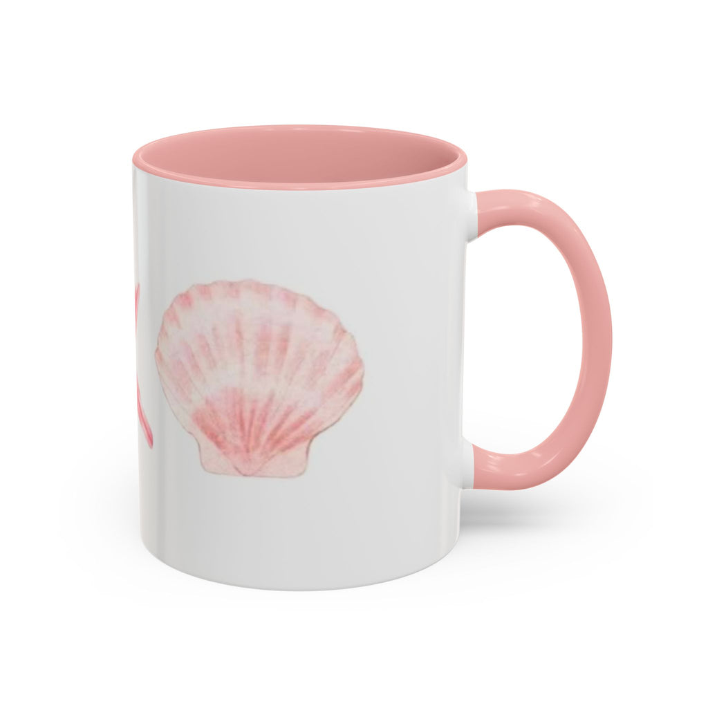 Seashell Accent Coffee Mug – Pink Starfish & Shell Beach Ceramic Mug (11/15oz)