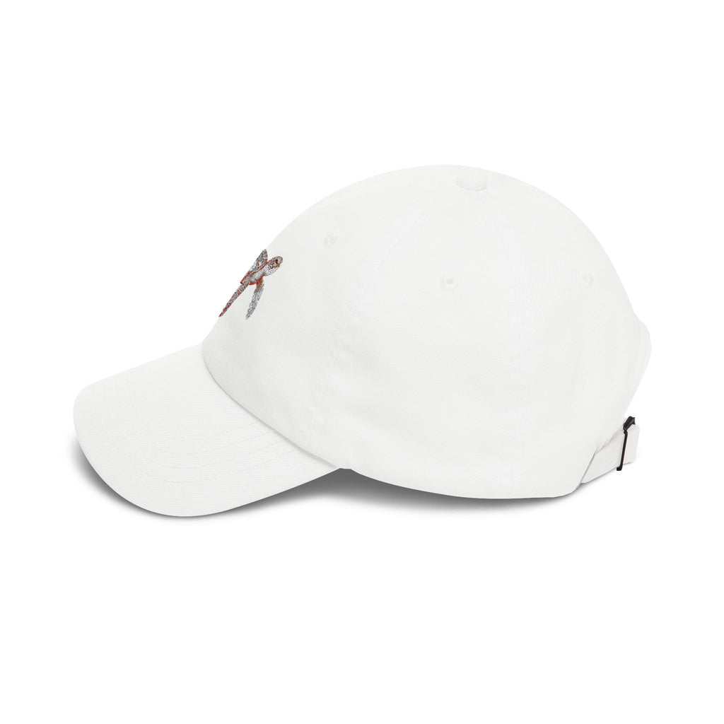 Dad Cap with Floral Sea Turtle Embroidery — Casual Beach Baseball Hat