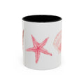 Seashell Accent Coffee Mug – Pink Starfish & Shell Beach Ceramic Mug (11/15oz)